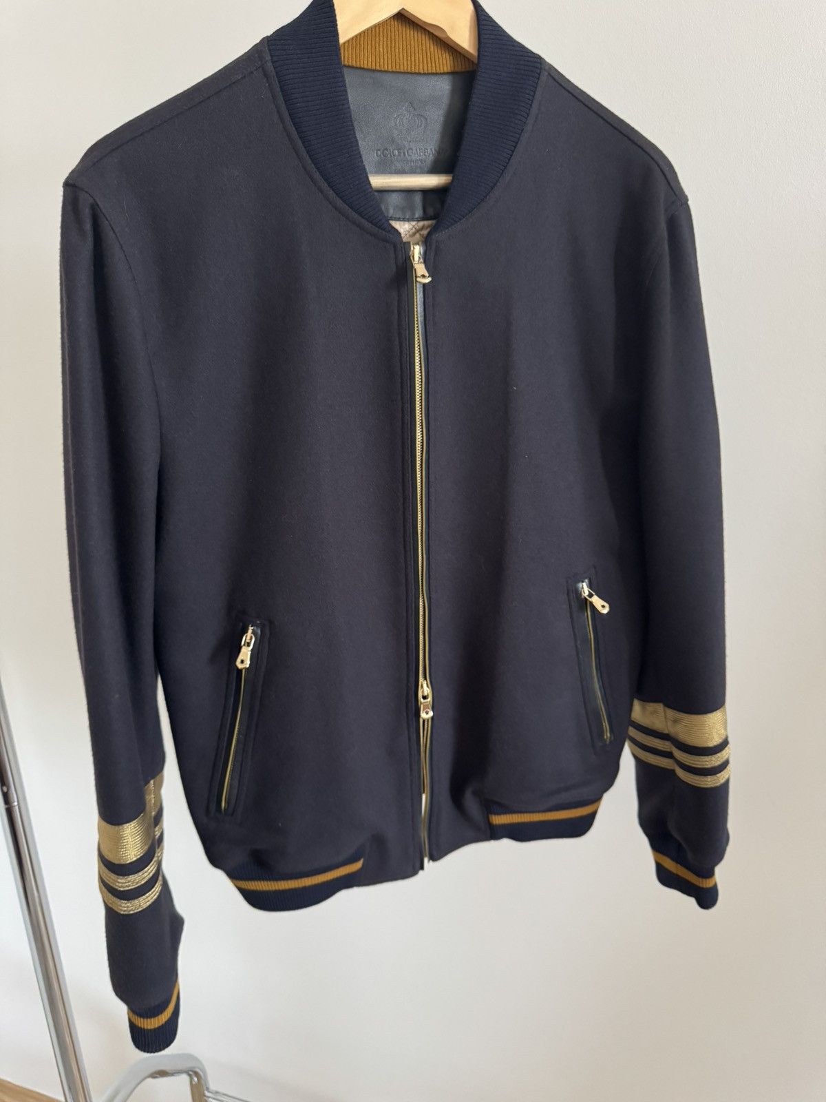 Dolce & Gabbana Luxury Wool Jacket with Gold Stitching Size US M / EU 48-50 / 2 - 1 Thumbnail