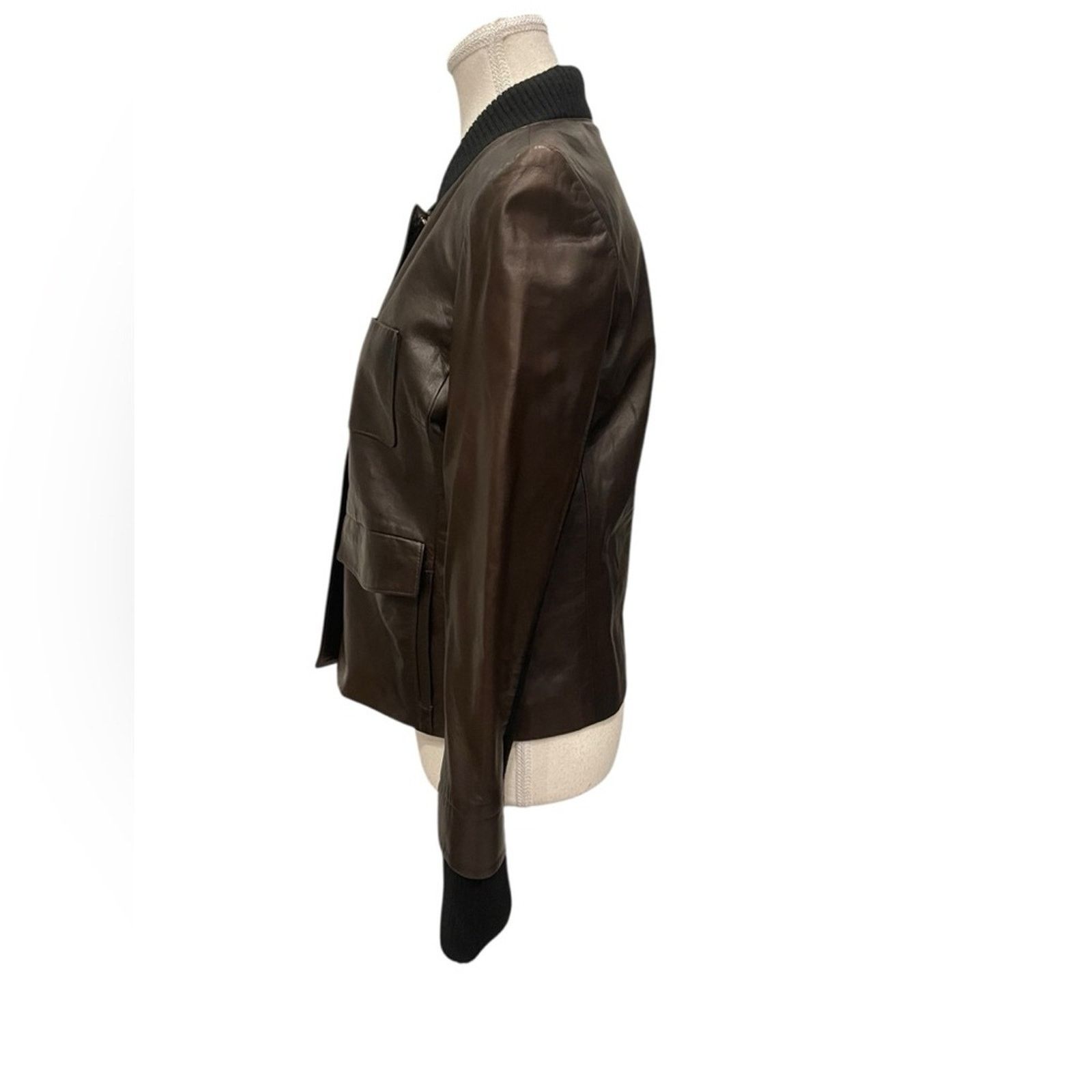 THAKOON THAKOON Woman’s Brown Leather Jacket Size:6 Size M / US 6-8 / IT 42-44 - 6 Thumbnail