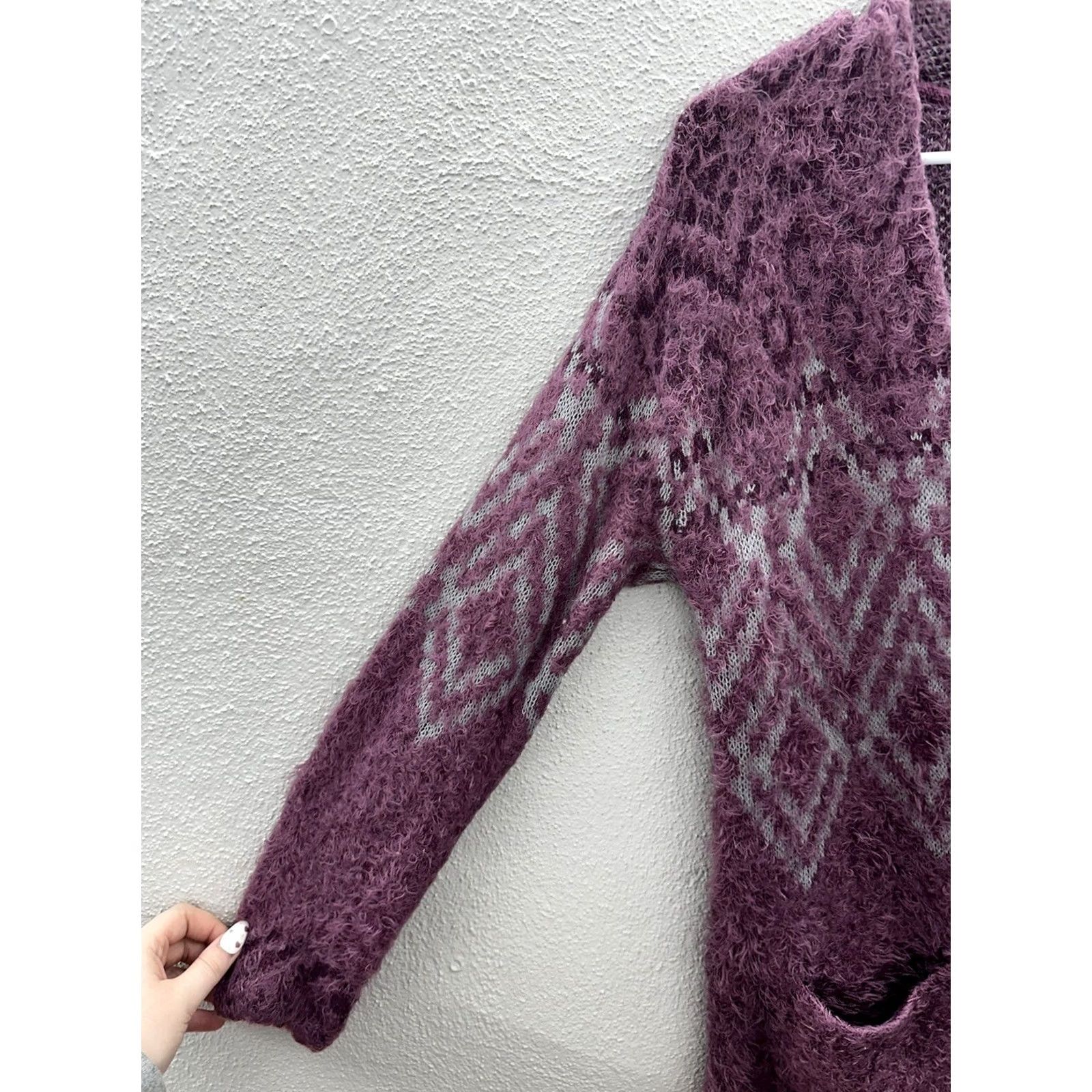 Eddie Bauer Eddie Bauer Womens Cardigan Small Purple Long Sleeve Open Front Fuzzy Sweater Size S / US 4 / IT 40 - 3 Thumbnail