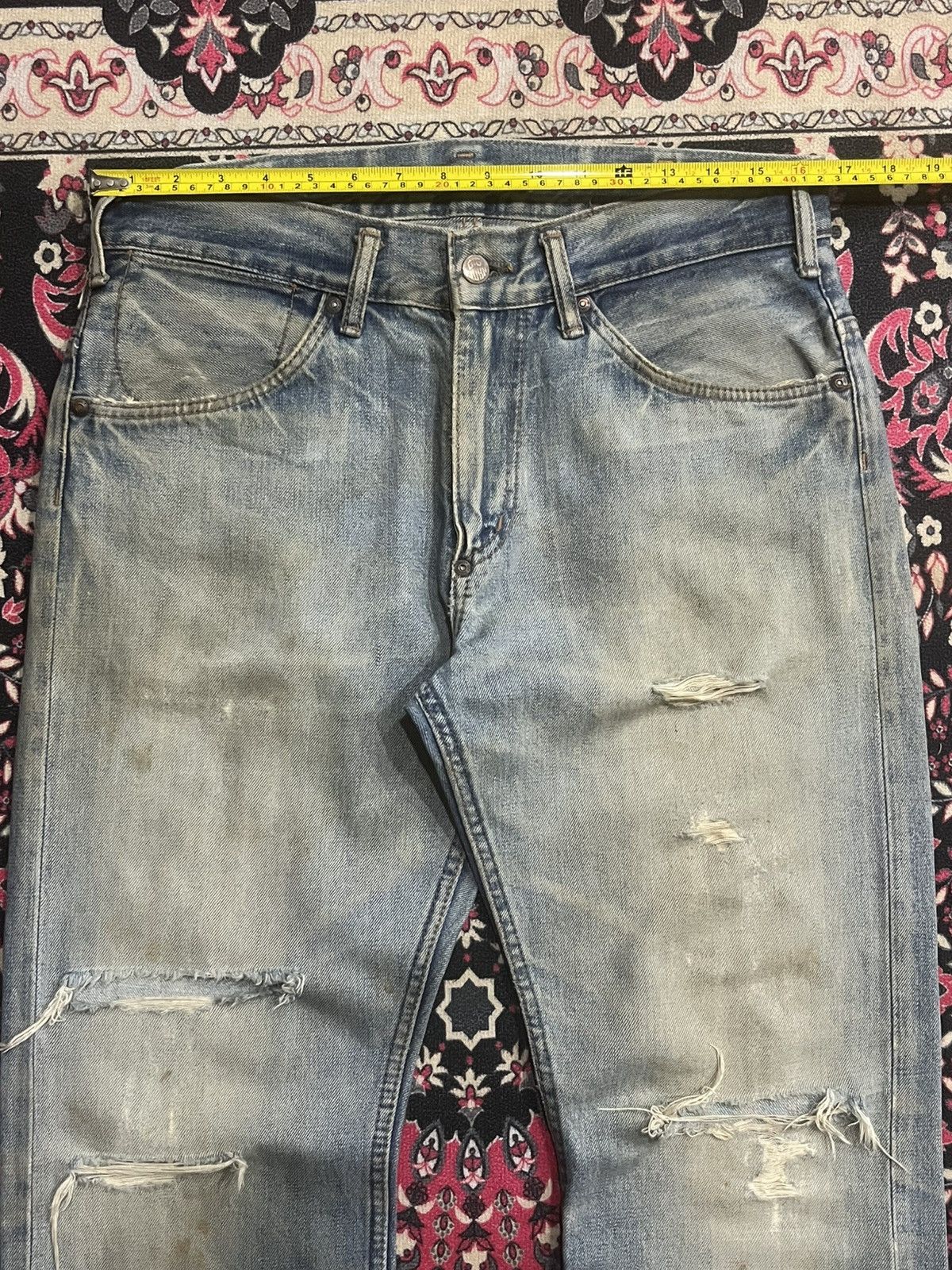 Big John Vintage Japan Big John Union Made Repro Heavy Fade Rip Jeans Size US 32 / EU 48 - 12 Thumbnail