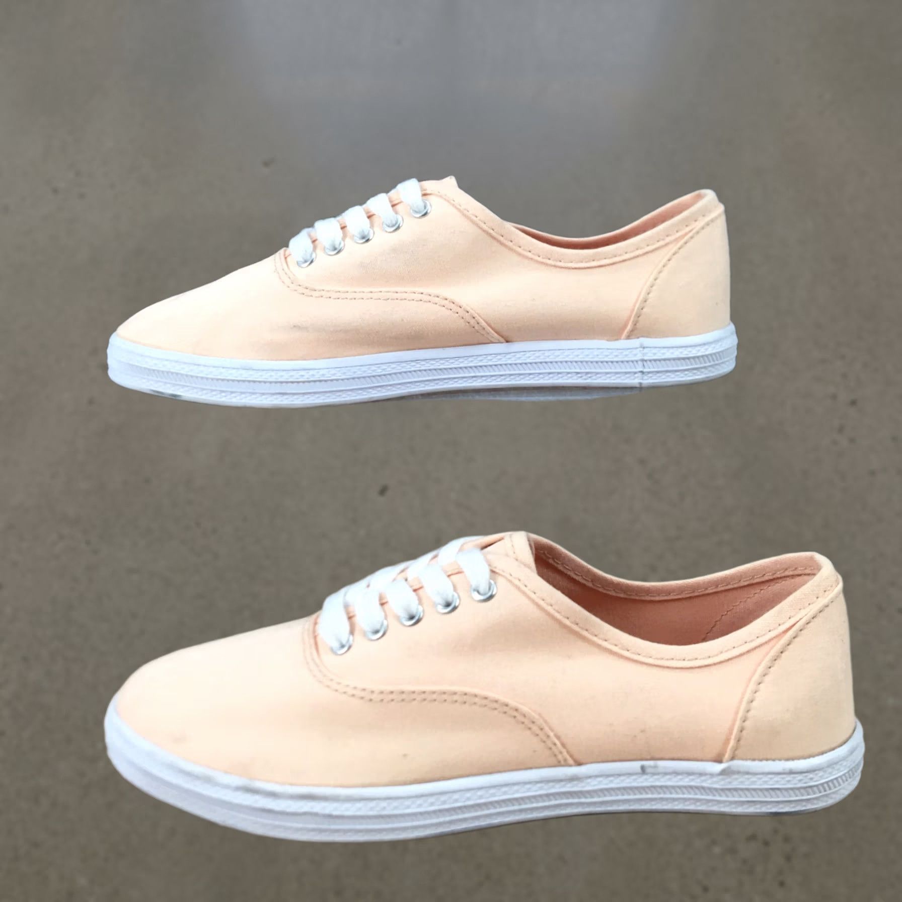 Vintage Universal Thread Shoes Womens 7 Lunea Sneakers Peach Lace Up Low Top Round Toe Casual Walking Shoes Womens, Orange, Canvas Upper, Rubber Outsole Size M / US 6-8 / IT 42-44 - 1 Thumbnail