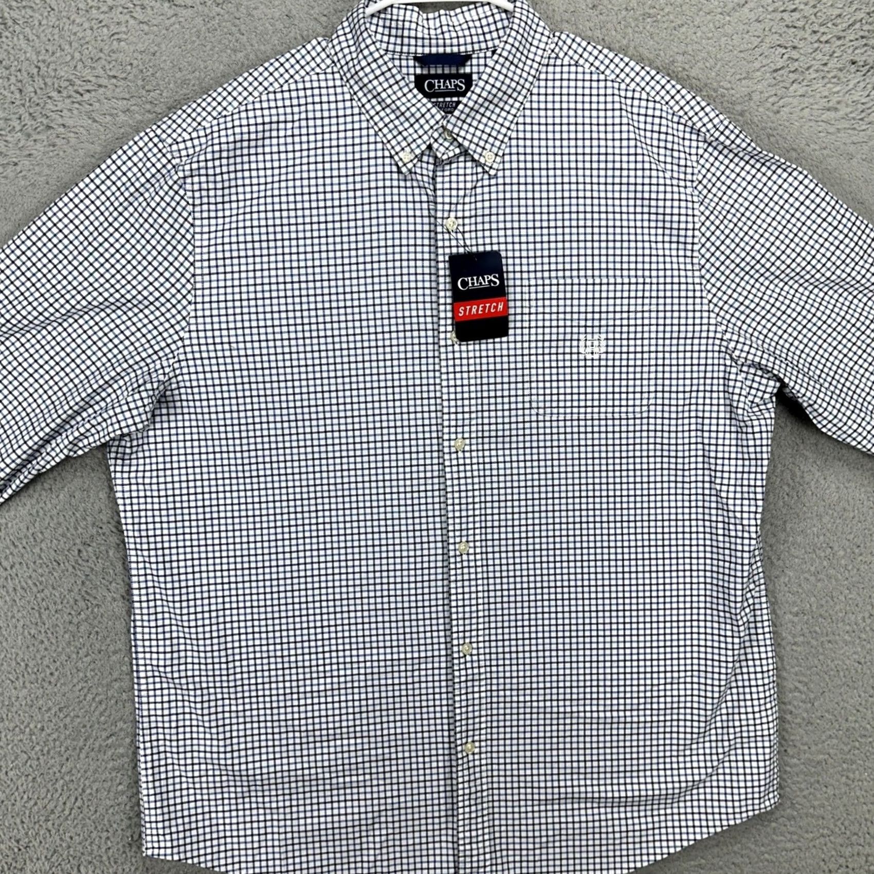 Chaps Chaps Men Button Down Shirt 2XL Blue Plaid Oxford Stretch Pocket Long Sleeve NEW Size US XXL / EU 58 / 5 - 3 Thumbnail