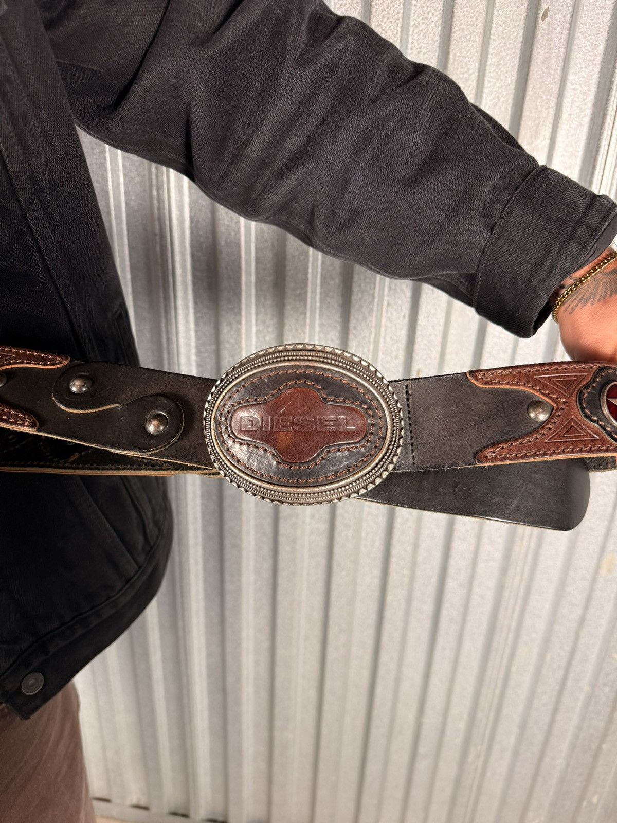 Diesel Insane Western Diesel Brand Designer Cowboy Belt Stars Size 38 - 1 Thumbnail