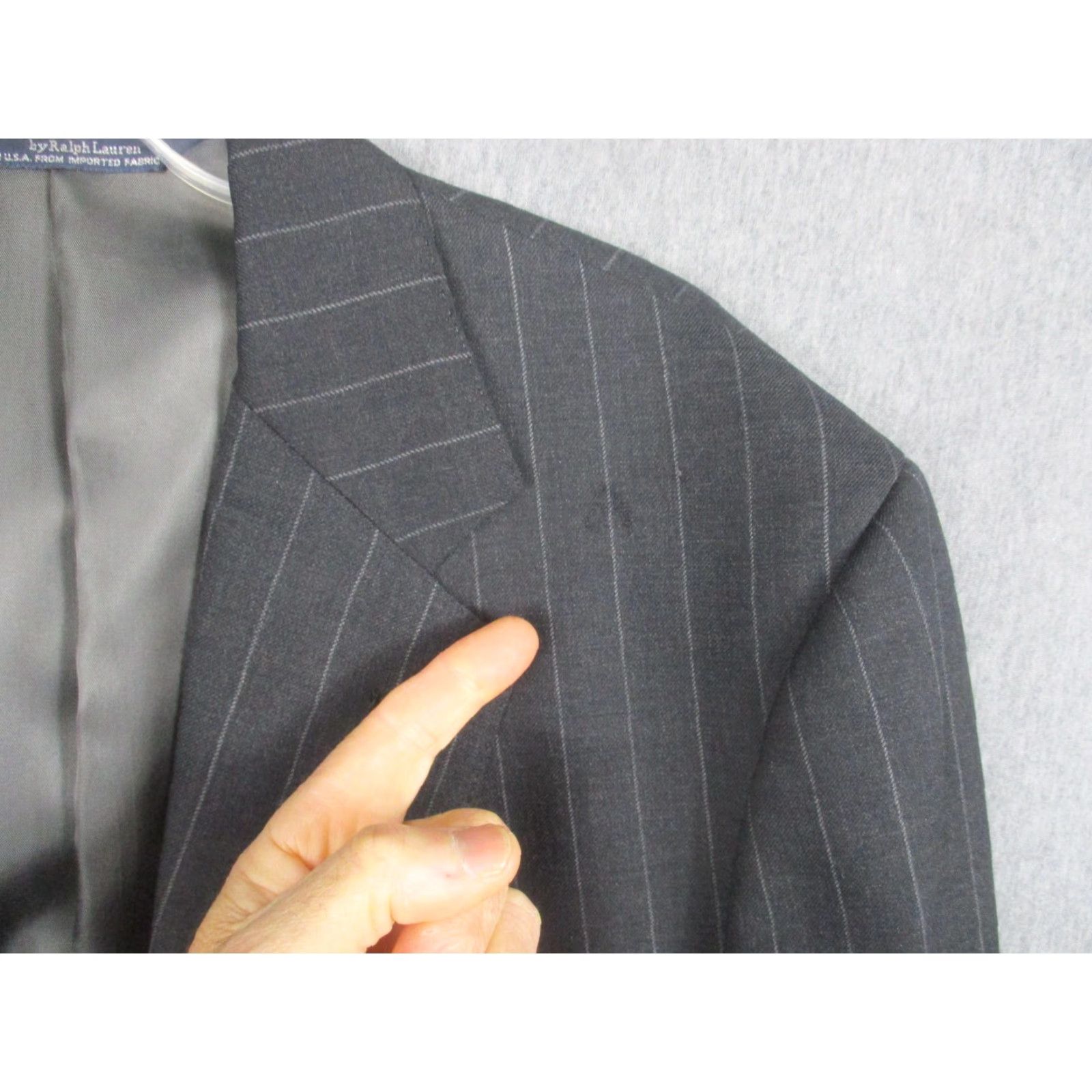 Polo Ralph Lauren Polo by Ralph Lauren Suit Jacket Men's Gray Pinstripe Wool 2-Button Notch Lapel Large 44 Regular Size US XXL / EU 58 / 5 - 2 Thumbnail