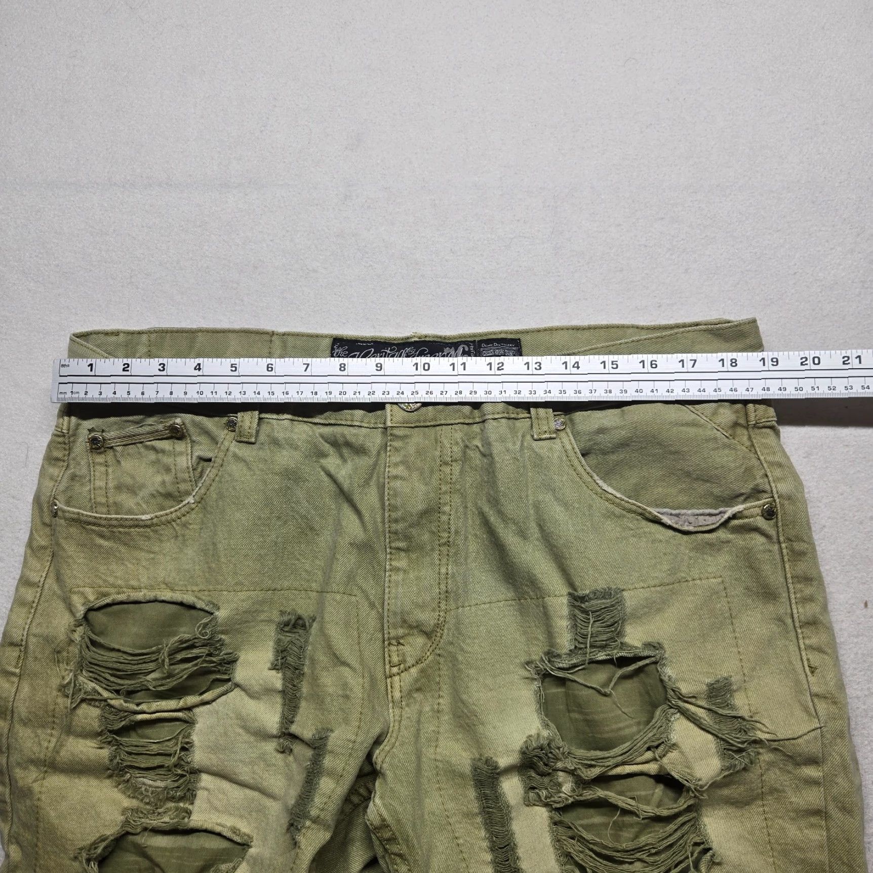 Vintage VINTAGE Heritage 76 Men's Shorts 40" Green Denim Distressed Biker Pants 90s Size US 40 / EU 56 - 3 Thumbnail