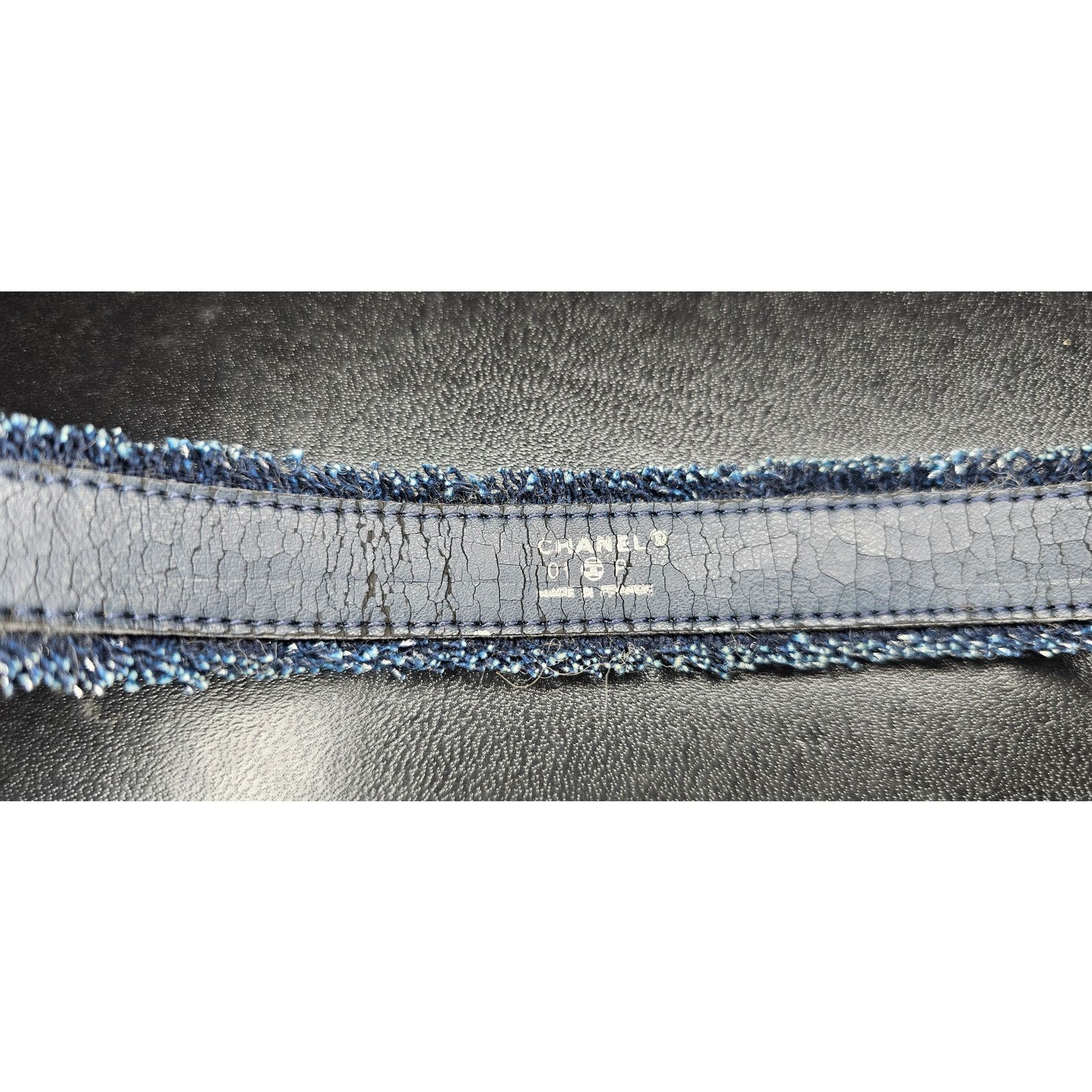 Chanel Vintage CHANEL Logo Letter Denim Bangle Bracelet Navy/Silver Size ONE SIZE - 4 Thumbnail