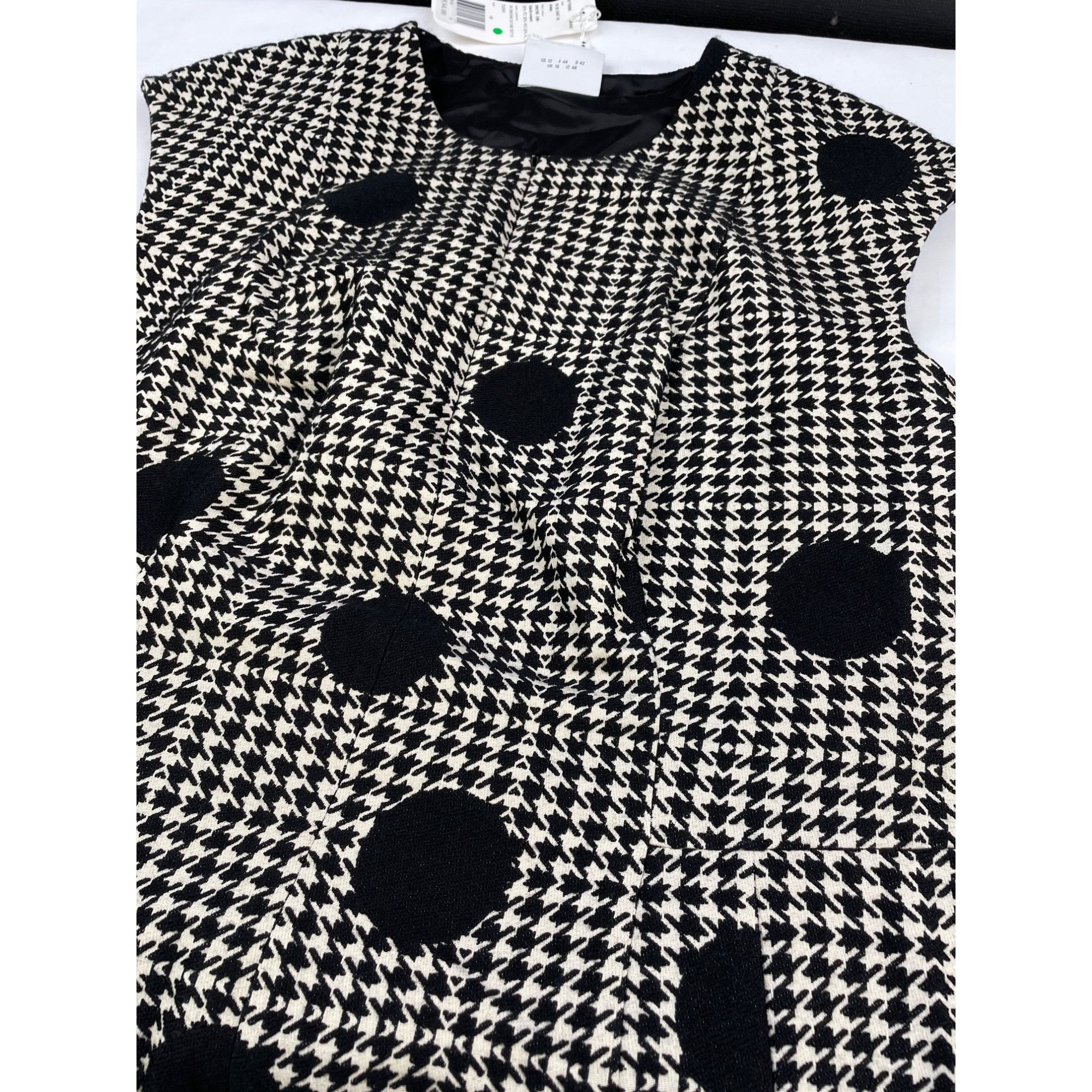 Other Akris Punto Women's Black & White Houndstooth Dress Sleevele Size XL / US 12-14 / IT 48-50 - 6 Thumbnail