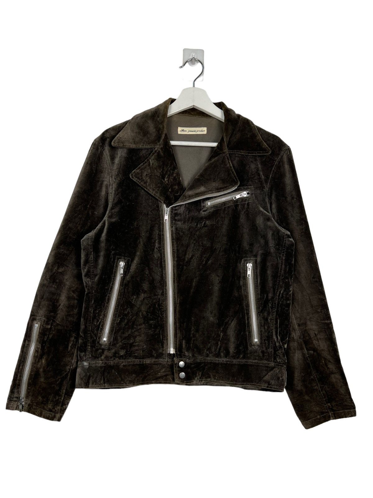 HARE HARE GENUINE PRODUCT VELVET DOUBLE COLAR MOTO RIDER JACKET Size US L / EU 52-54 / 3 - 3 Thumbnail