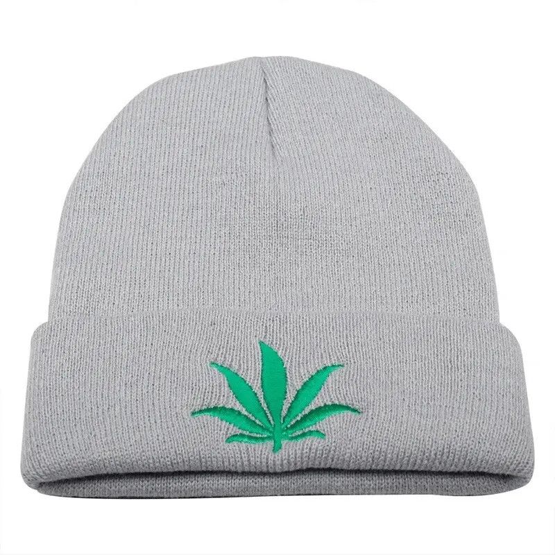 image of Hats Weed Leaf Beanie Hat in Black, Men's