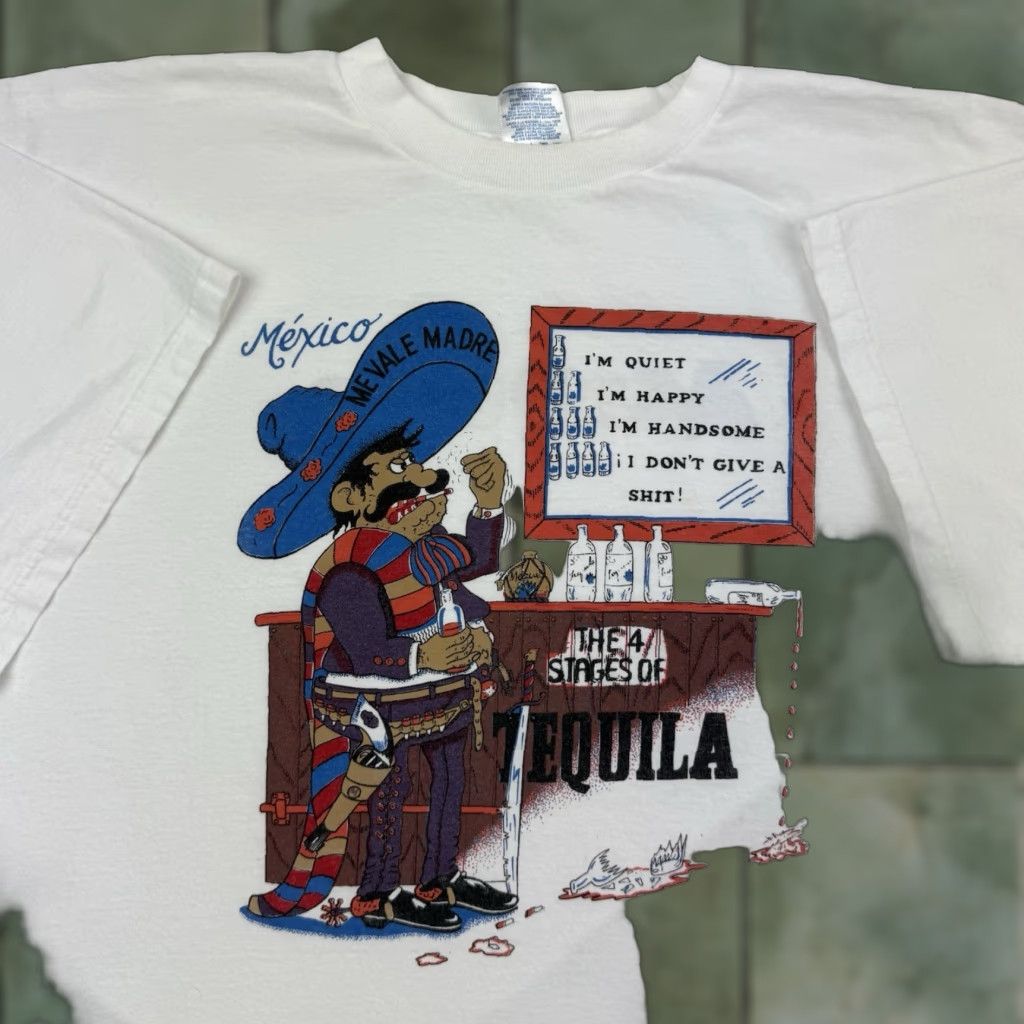 Vintage VINTAGE Funny Tequila T-Shirt Adult 2XL White 90s Y2K Mens Size US XXL / EU 58 / 5 - 1 Thumbnail