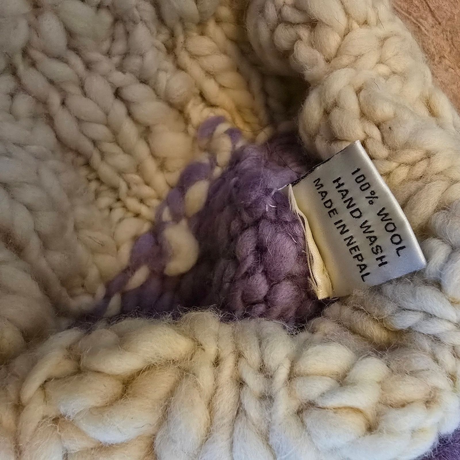 Other Purple Cream | DZI | Winter Wool Beanie Size ONE SIZE - 3 Thumbnail