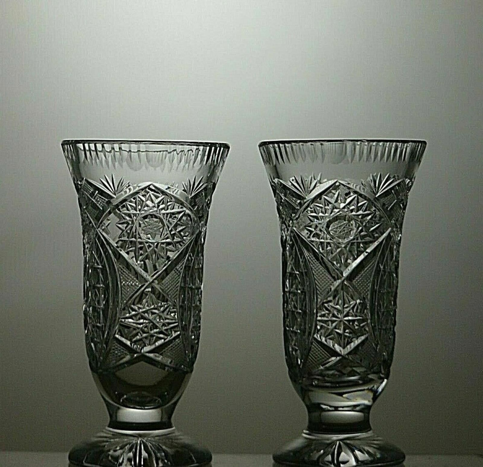 Other American Brilliant Period Crystal Cut Glass Set of 2 Vases Size ONE SIZE - 6 Thumbnail