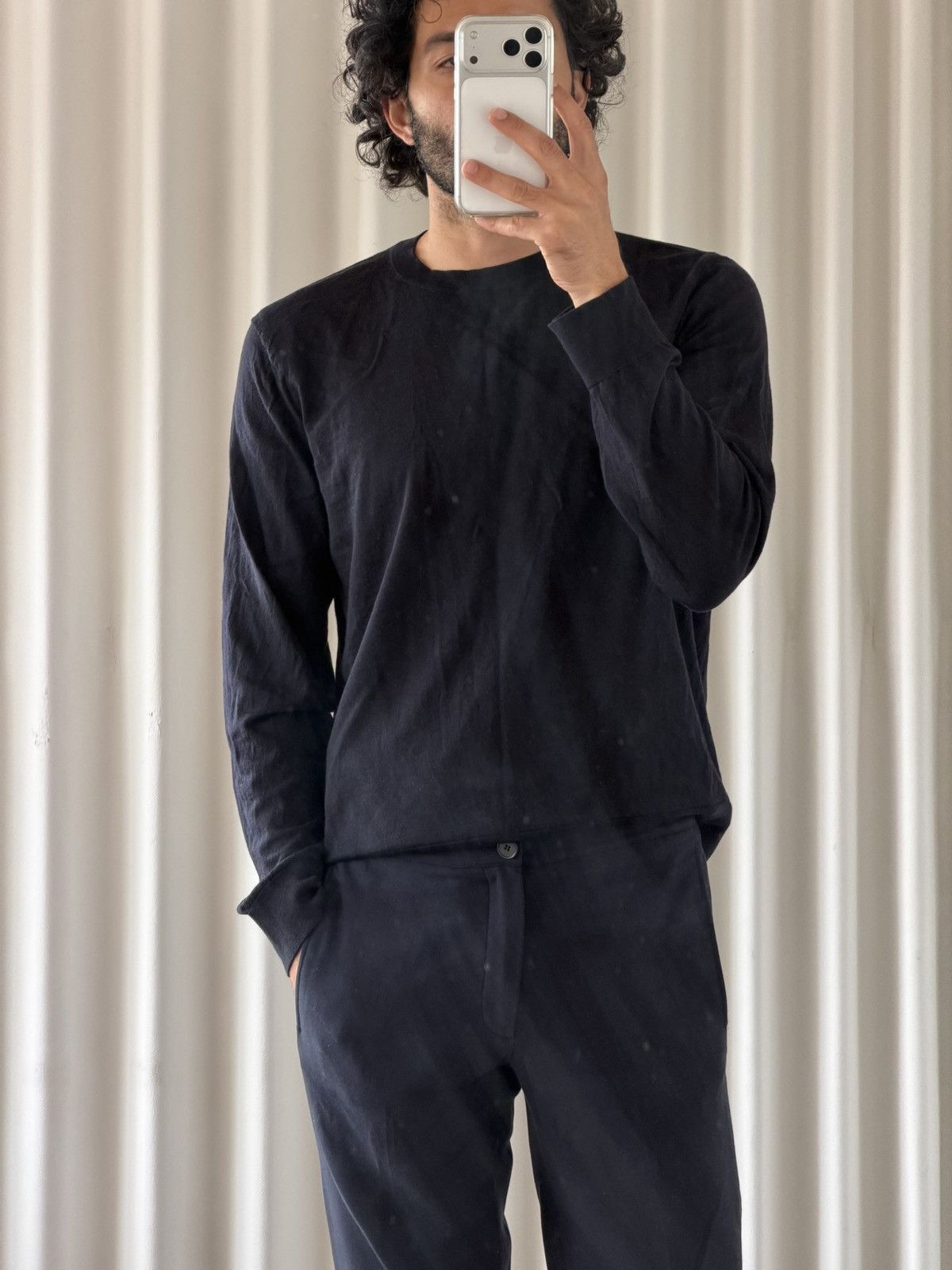 Theory Theory Navy Merino Wool Crewneck Sweater (Fits L) Size US XL / EU 56 / 4 - 2 Thumbnail