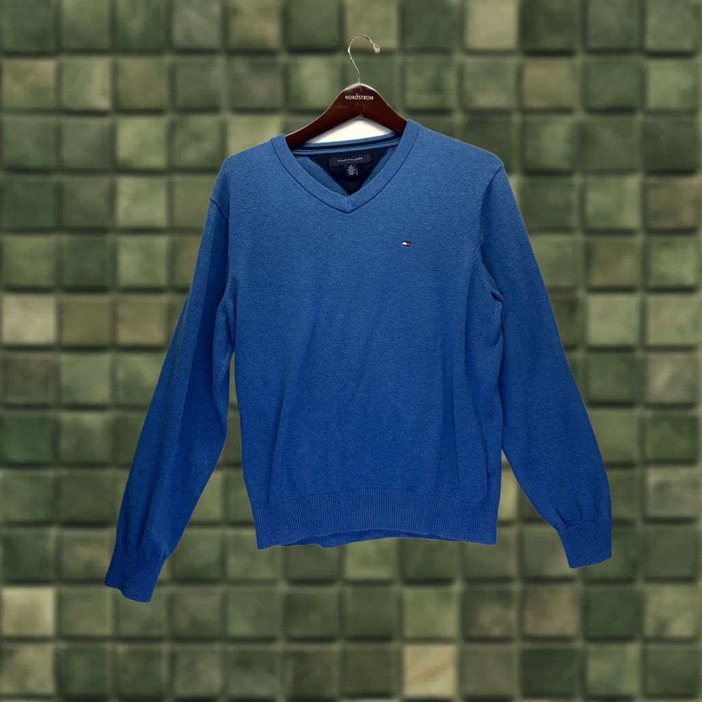 Tommy Hilfiger Tommy Hilfiger Men’s V Neck Long Sleeve 100% Cotton Sweater-3687 Blue M Pullover Size US M / EU 48-50 / 2 - 1 Thumbnail