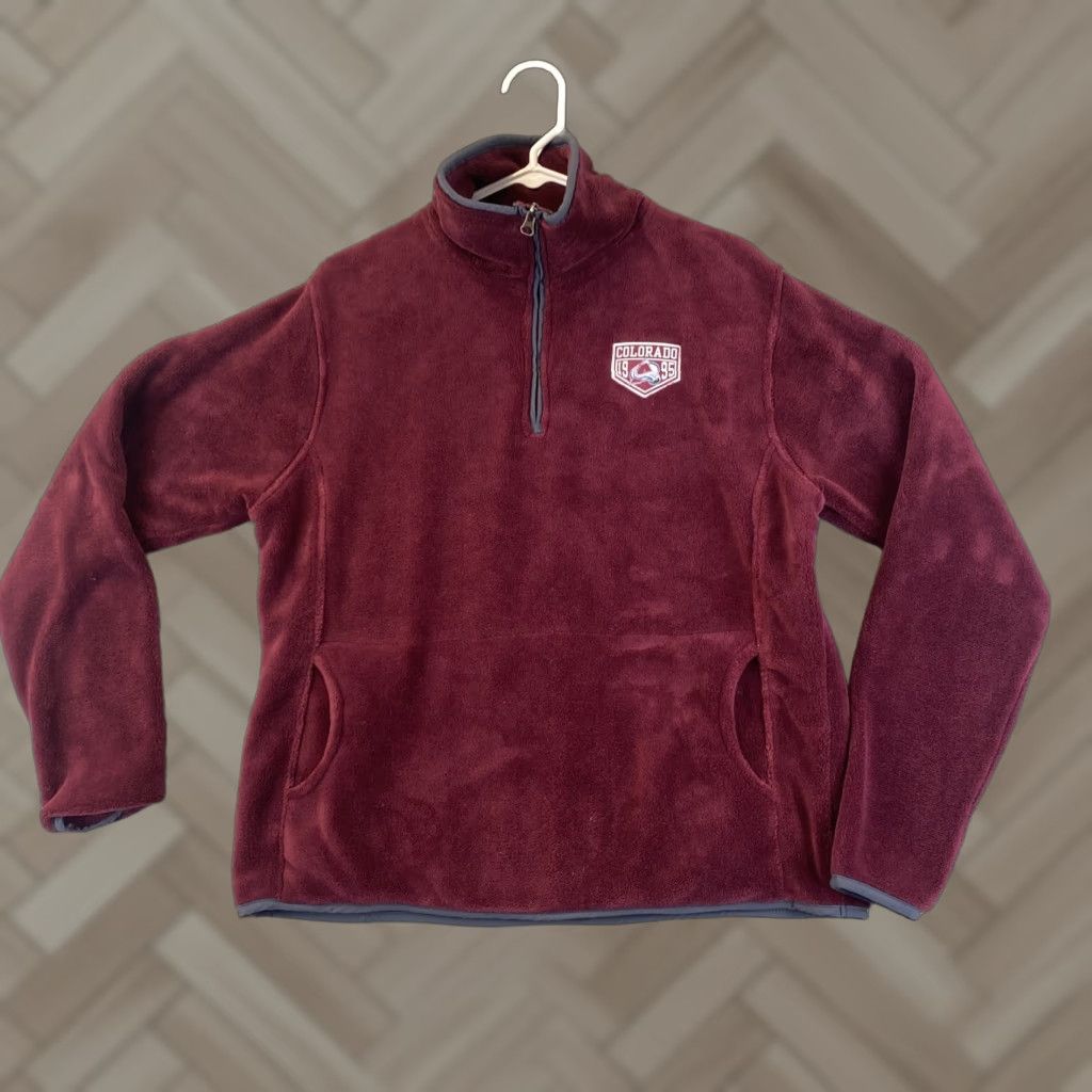 NHL Avalanche NHL Women’s 1/4 Zip Fleece Sweater size XL Jacket Burgundy /66-6 Size XL / US 12-14 / IT 48-50 - 1 Thumbnail