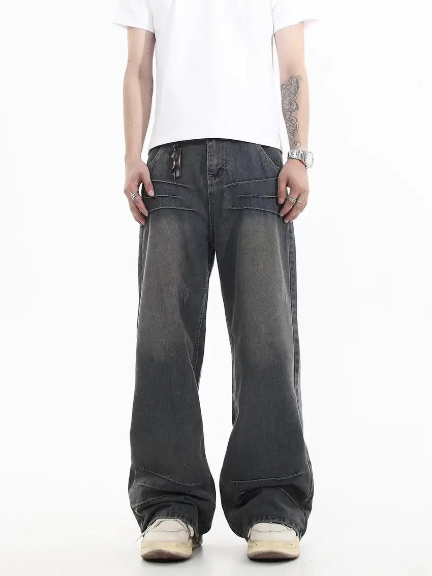 Designer × Japanese Brand Split design straight leg vintage baggy jeans Size US 31 - 1 Thumbnail