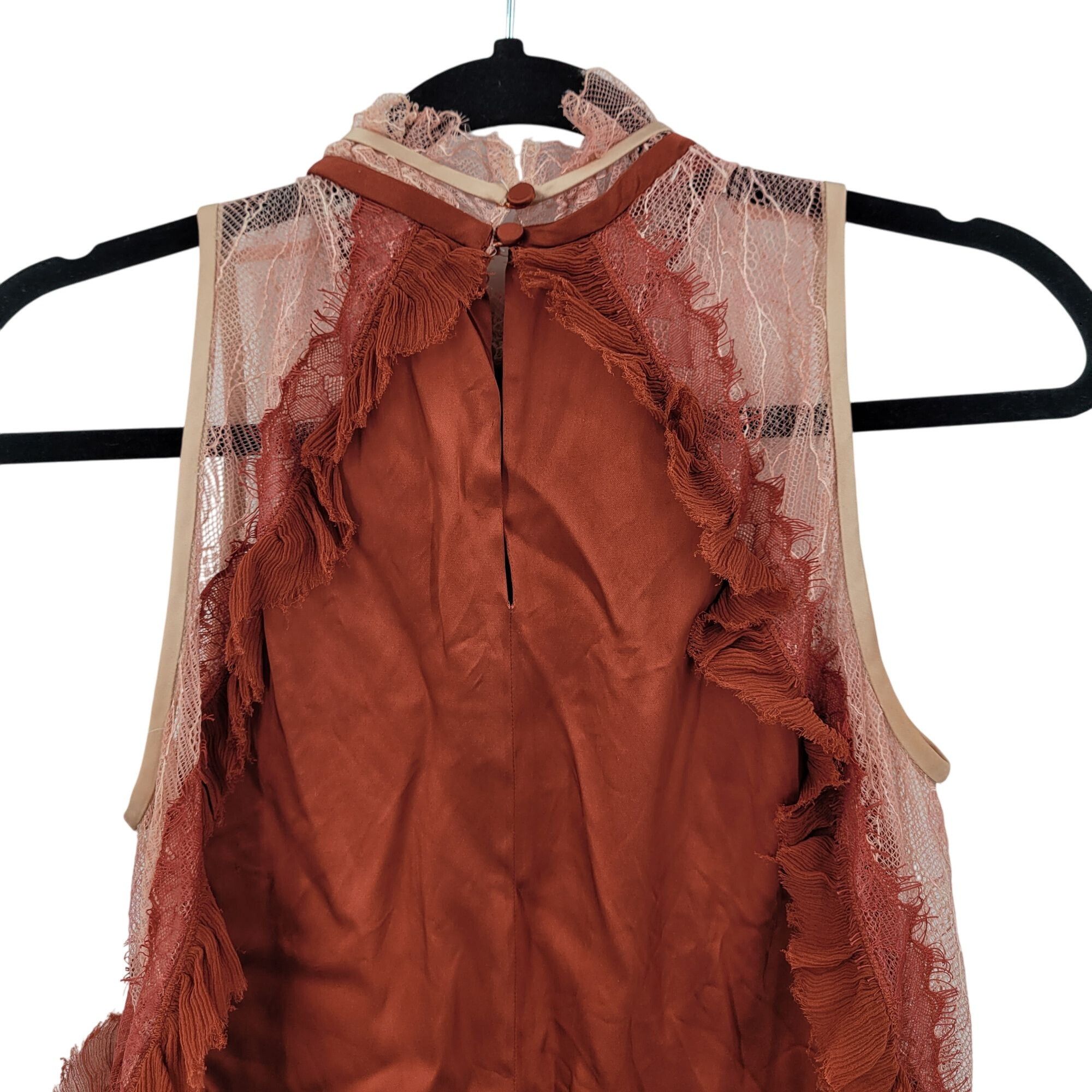 Jonathan Simkhai Jonathan Simkhai Feminine Ruffled Lace Top Blouse Sz M Rust Size M / US 6-8 / IT 42-44 - 9 Thumbnail