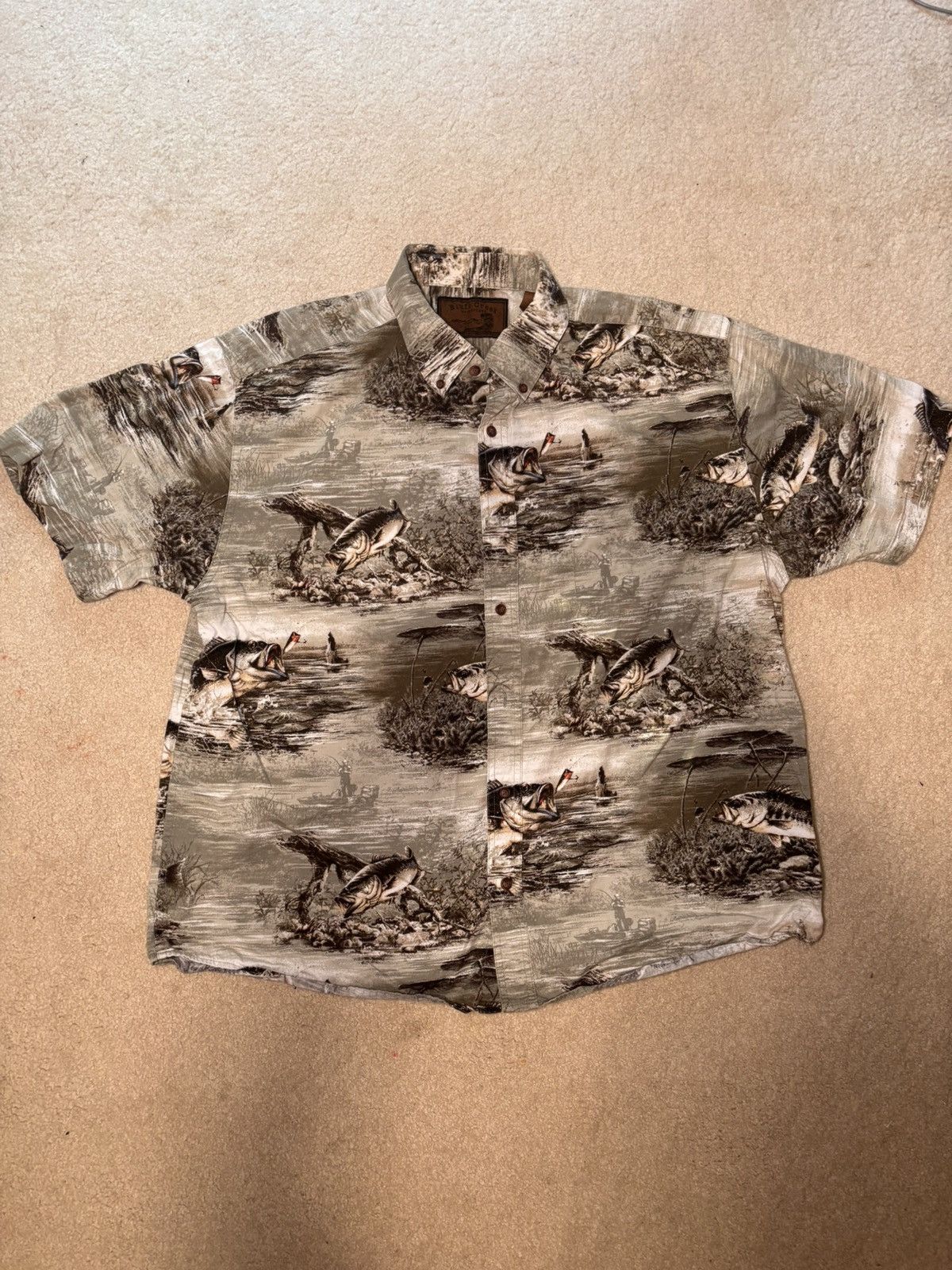 Other Bass All Over Print Fish Short Sleeve Shirt Mens Sz XL Size US XL / EU 56 / 4 - 1 Thumbnail