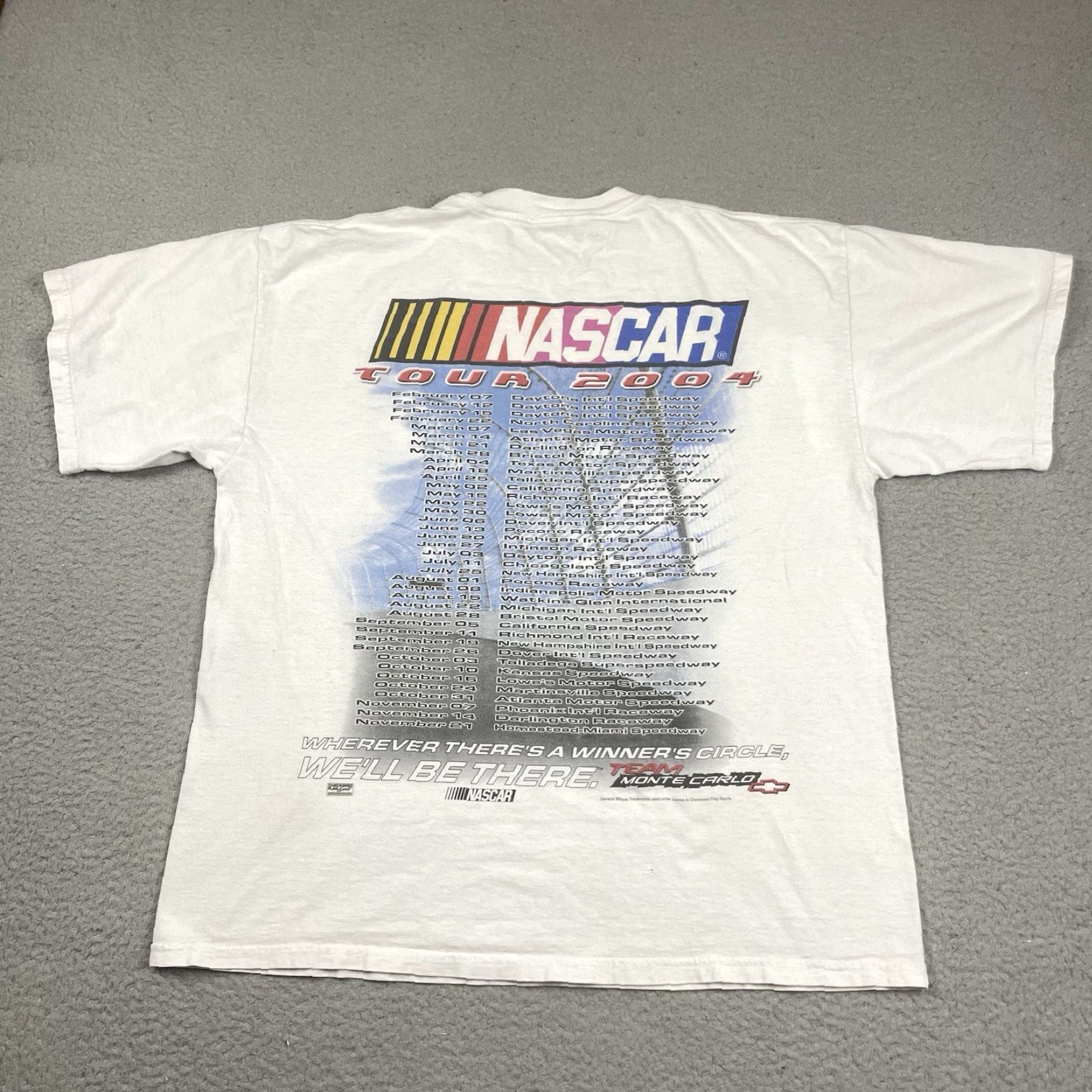 NASCAR VINTAGE NASCAR T Shirt Adult 2XL White Chevrolet Racing 2004 Monte Carlo Tour Size US XXL / EU 58 / 5 - 6 Thumbnail