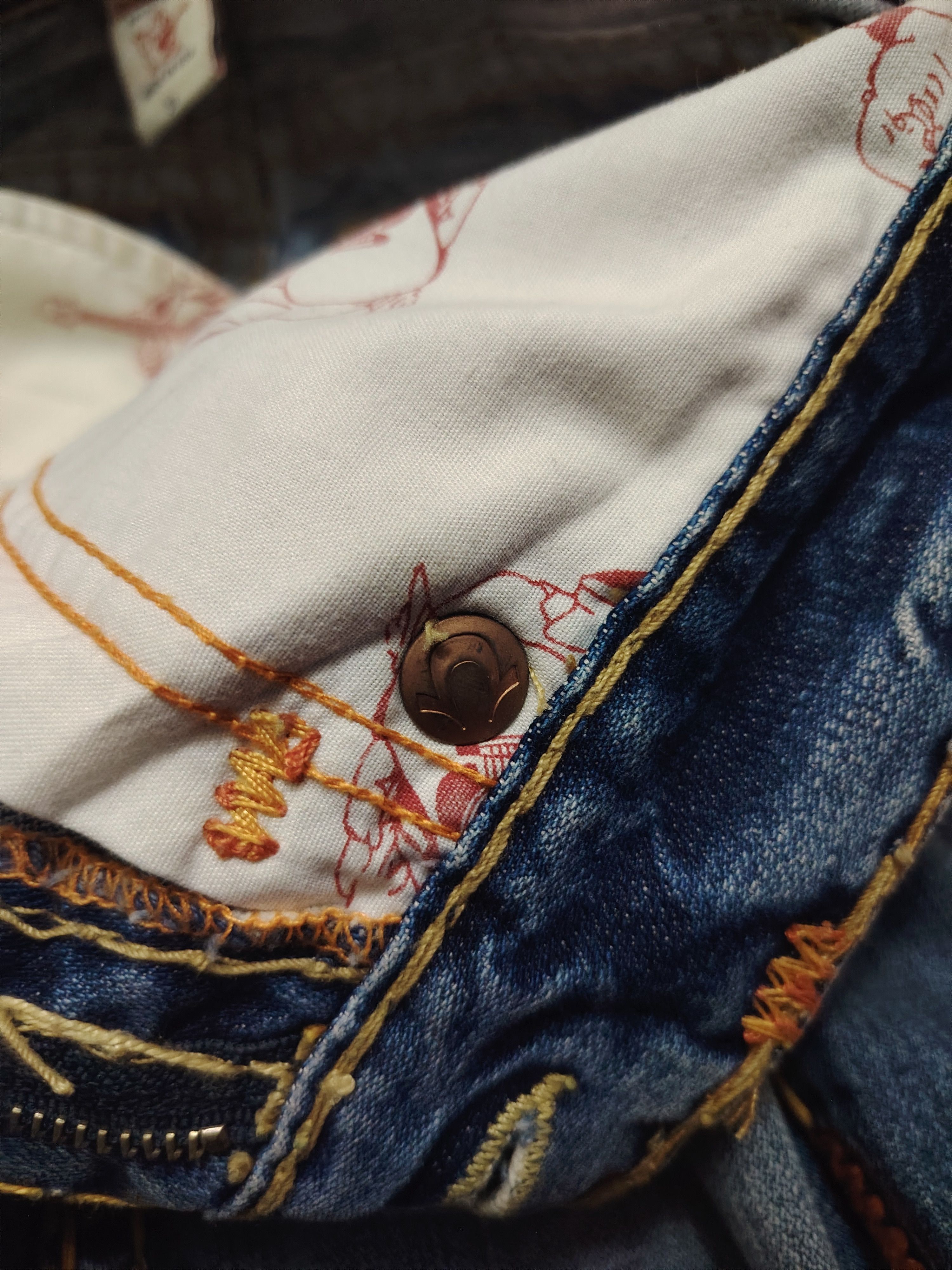 True Religion True Religion Jeans Orange Stitch Joey Super T Denim Flared Size US 31 - 15 Thumbnail