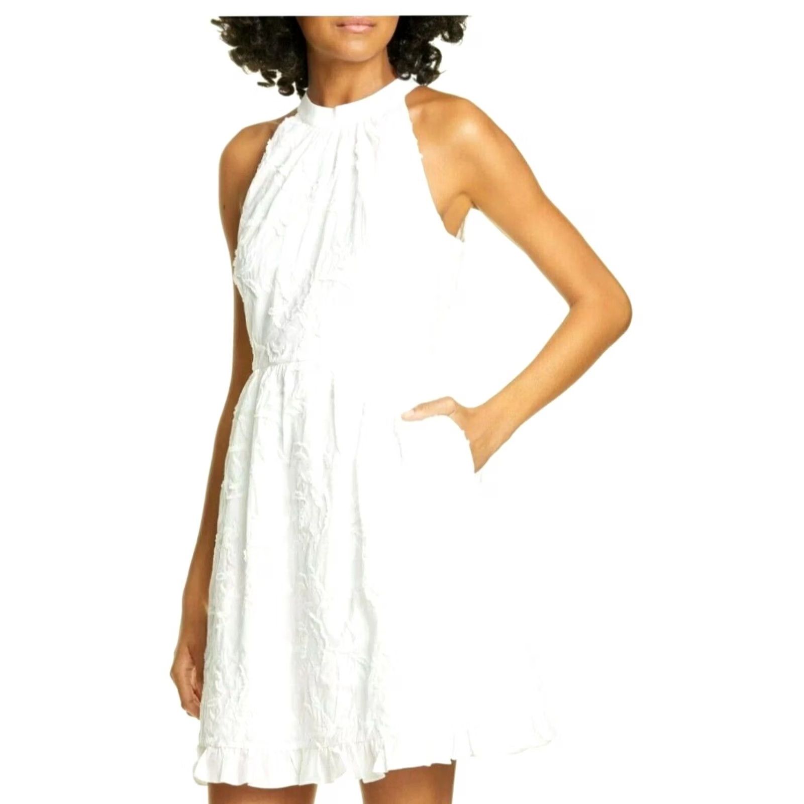 Ted Baker Ted Baker White Floral Embroidery Halter Neck Sleeveless Dress Size 2, A-Line, Cotton, White, Floral, Summer, Spring, Fall, Winter Womens Size XS / US 0-2 / IT 36-38 - 3 Thumbnail