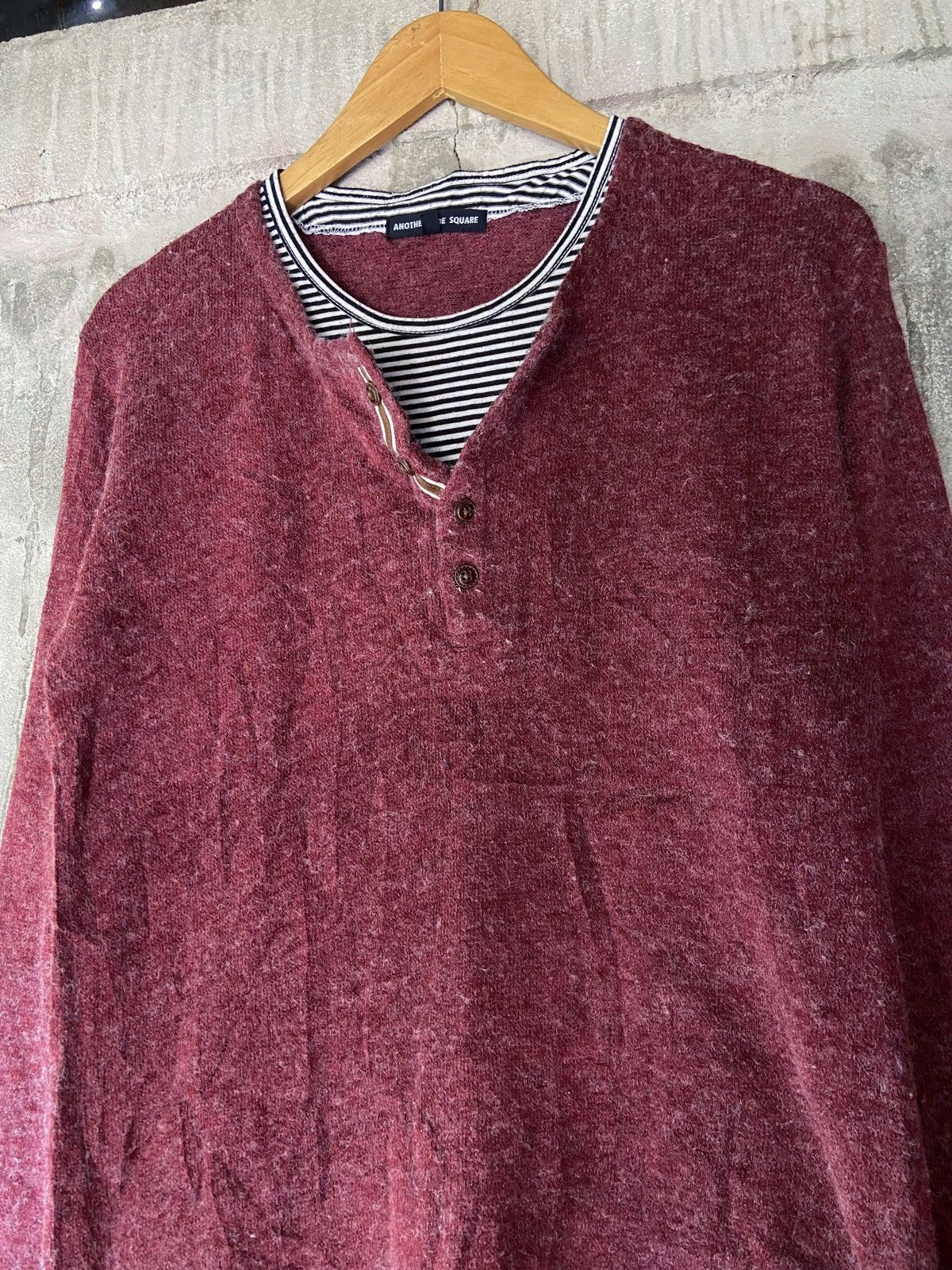 Japanese Brand DOUBLE LAYER STYLE ANOTHER SIDE SQUARE KNIT STRIPED Size US M / EU 48-50 / 2 - 3 Thumbnail