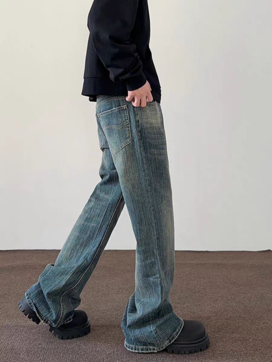 Japanese Brand High Street Washed Bamboo Texture Distressed Bootcut Jeans Size US 30 / EU 46 - 3 Thumbnail