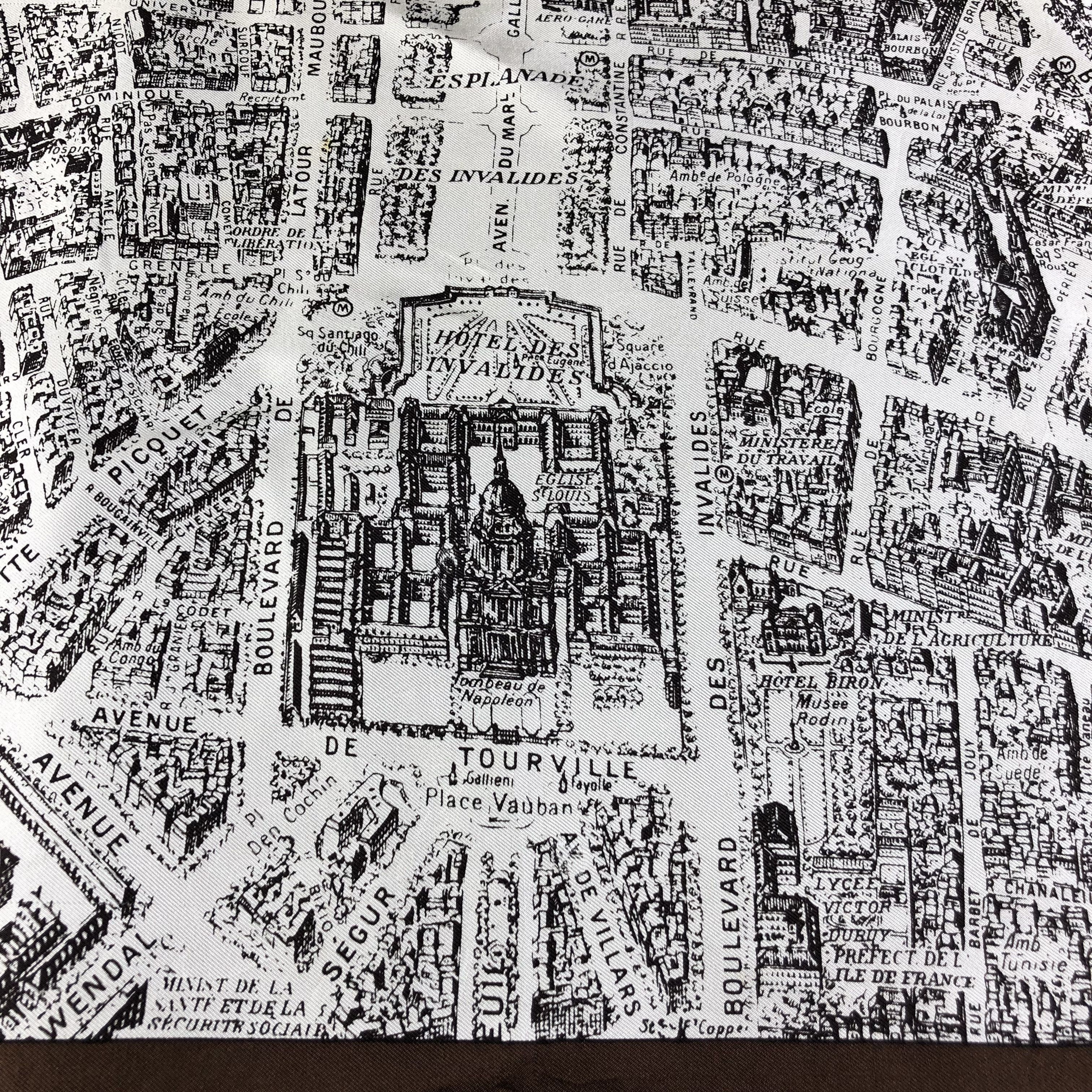 Vintage Paris City Map Silk Scarf M809 Size ONE SIZE - 4 Thumbnail