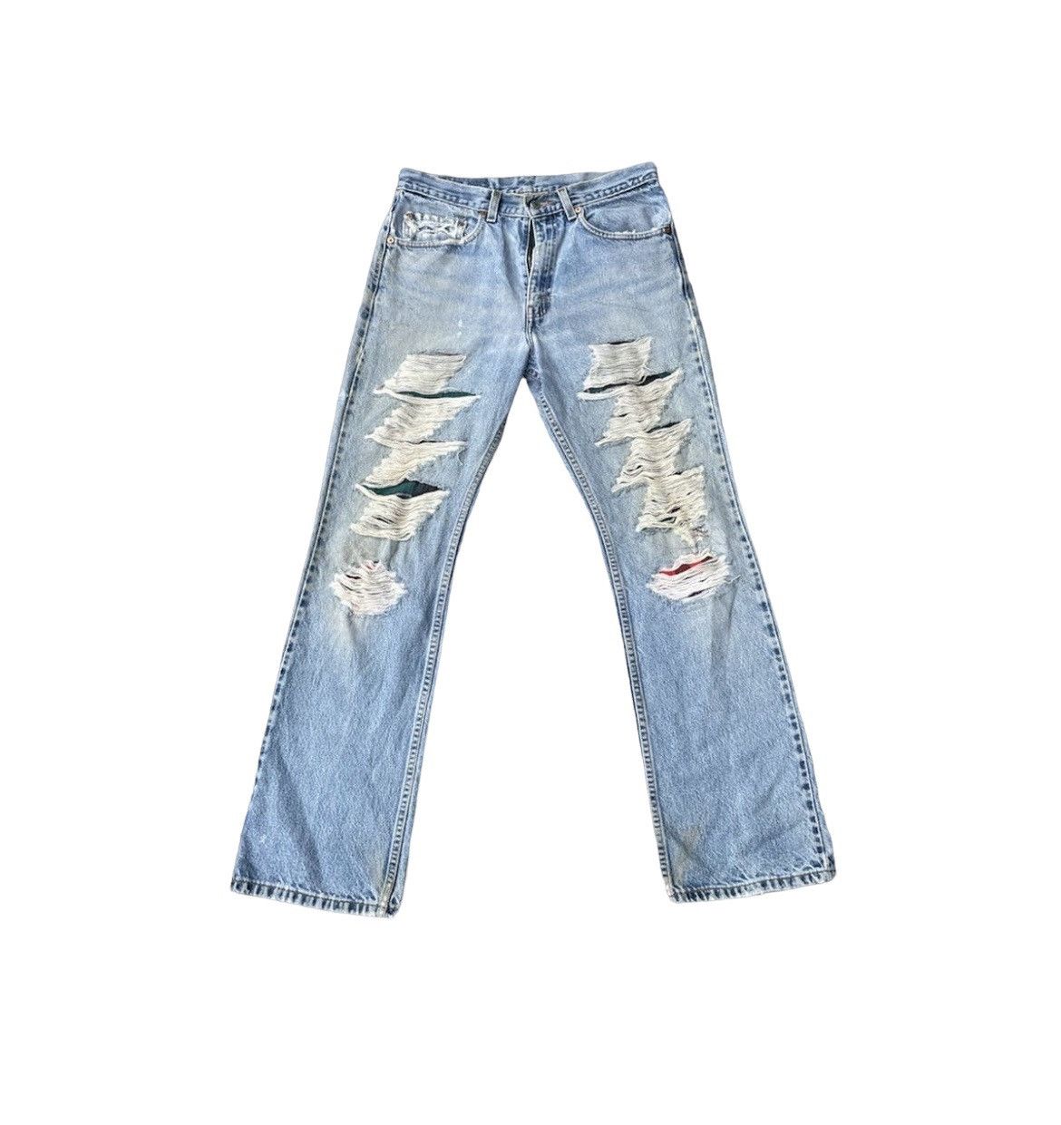 image of Distressed Denim x Levis 517 E Vintage 2001 Aging Distressed Rework Denim in Blue, Men's (Size 32)