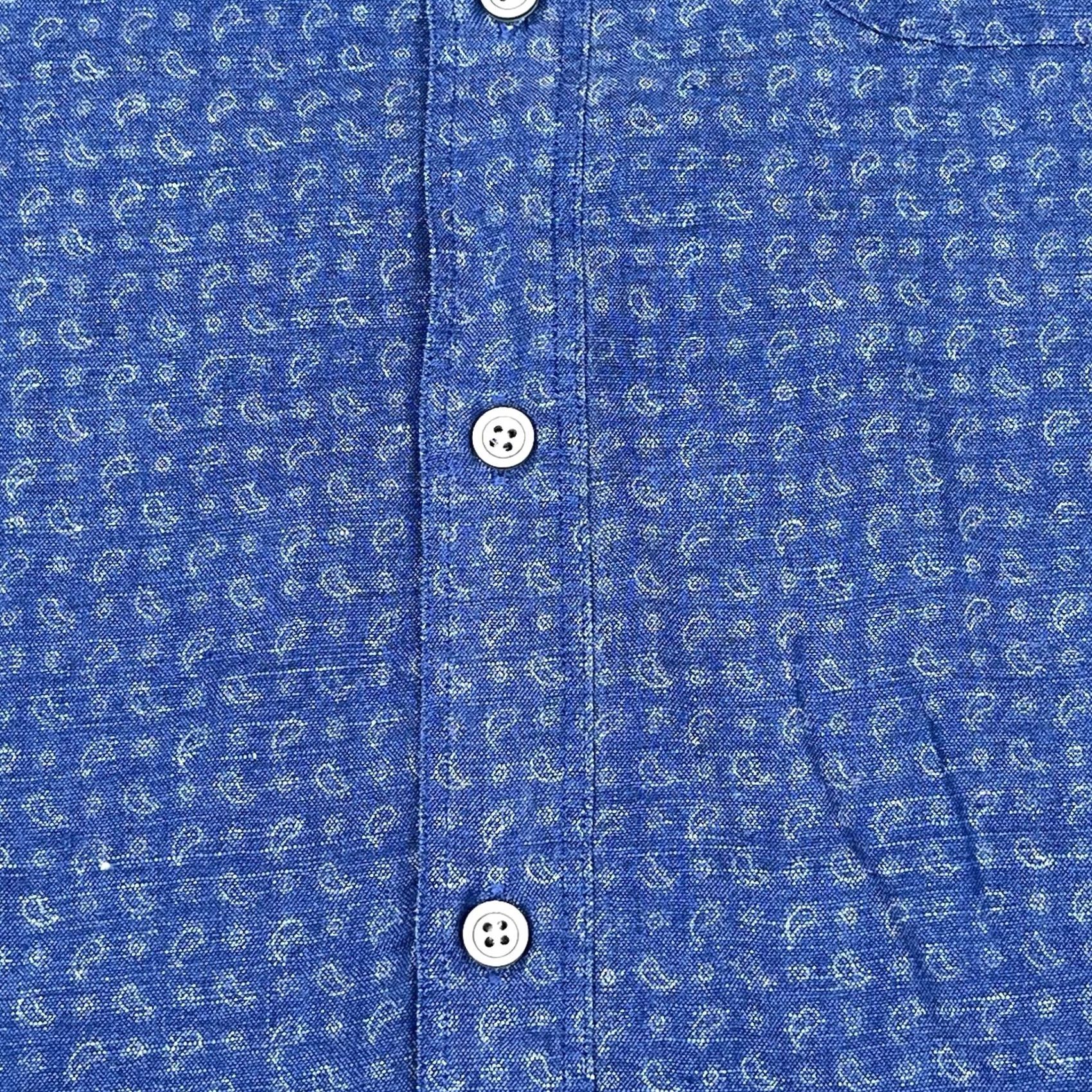 Johnston & Murphy Johnston & Murphy Mens XL Blue Paisley Long Sleeve Button-Up Linen Shirt Size US XL / EU 56 / 4 - 5 Thumbnail
