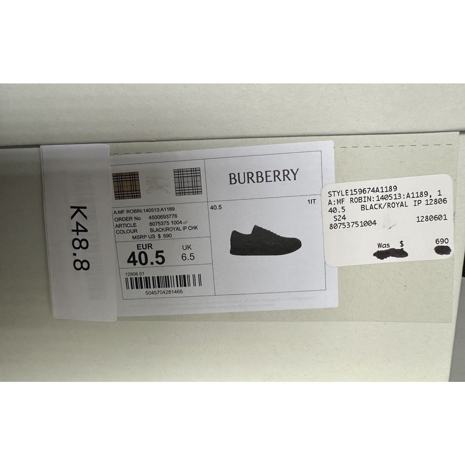 Burberry Burberry Leather Sneakers Black/IP Check 7.5 US 8075375 Size US 7.5 / EU 40-41 - 16 Thumbnail