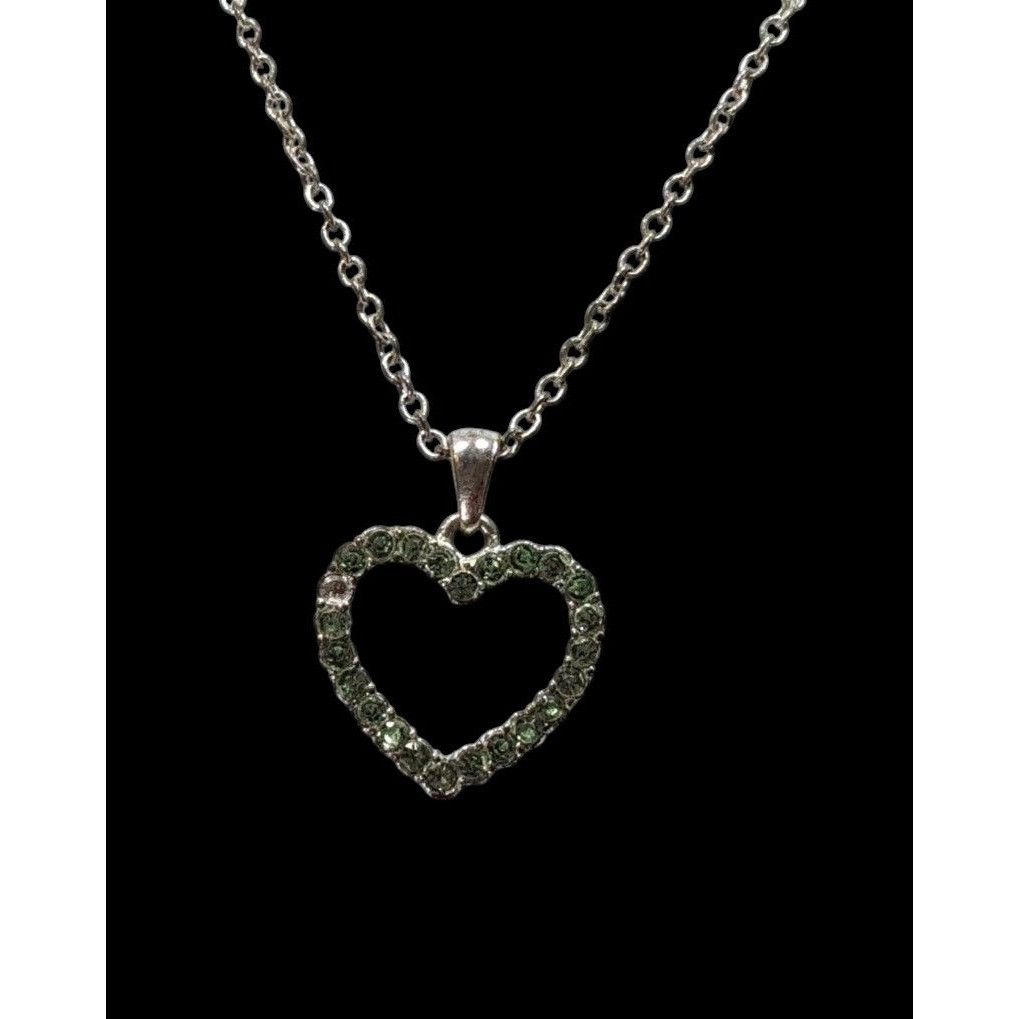 Other Coquette Green Rhinestone Open Heart Pendant Necklace Size ONE SIZE - 2 Thumbnail