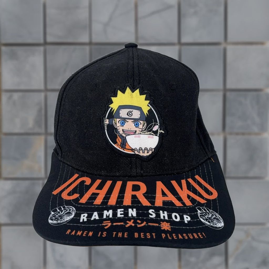 Vintage Naruto Hat Cap Snap Back Mens Black Anime Ichiraku Ramen Shop Shippuden Size ONE SIZE - 1 Thumbnail