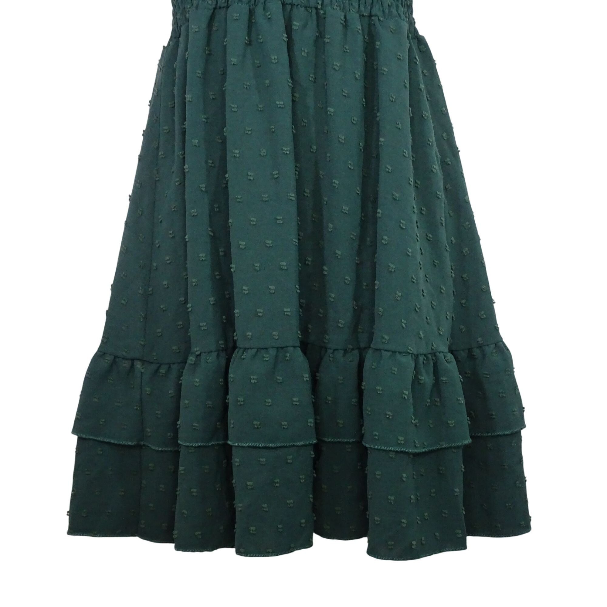 Shein Shein Green Swiss Dot Ruffle Tiered Fit & Flare Dress Size 4 Size S / US 4 / IT 40 - 3 Thumbnail