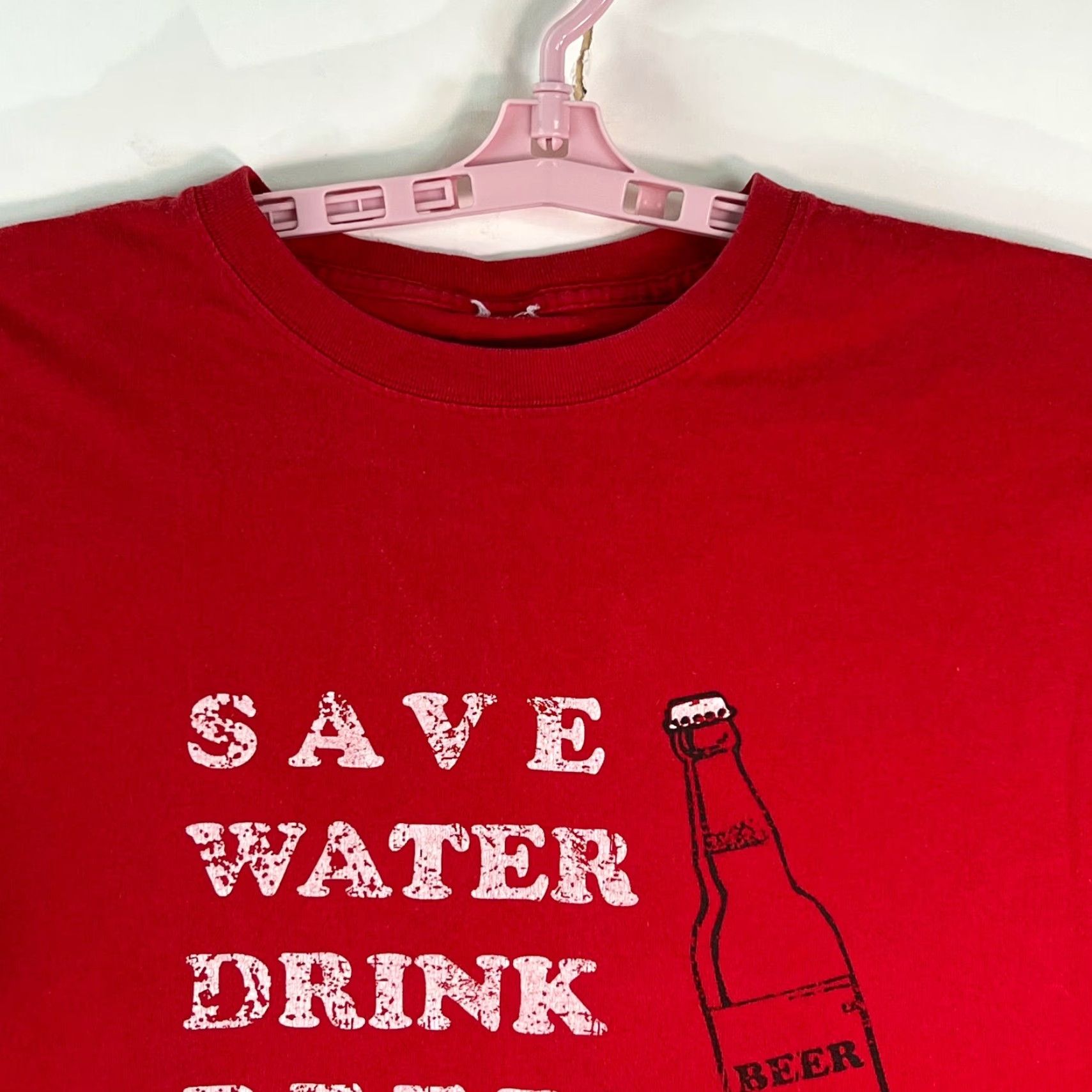 Vintage Tam Tam Mens Short Sleeves Red T Shirt Save Water Drink Beer Cozumel Size Large Size US L / EU 52-54 / 3 - 4 Thumbnail