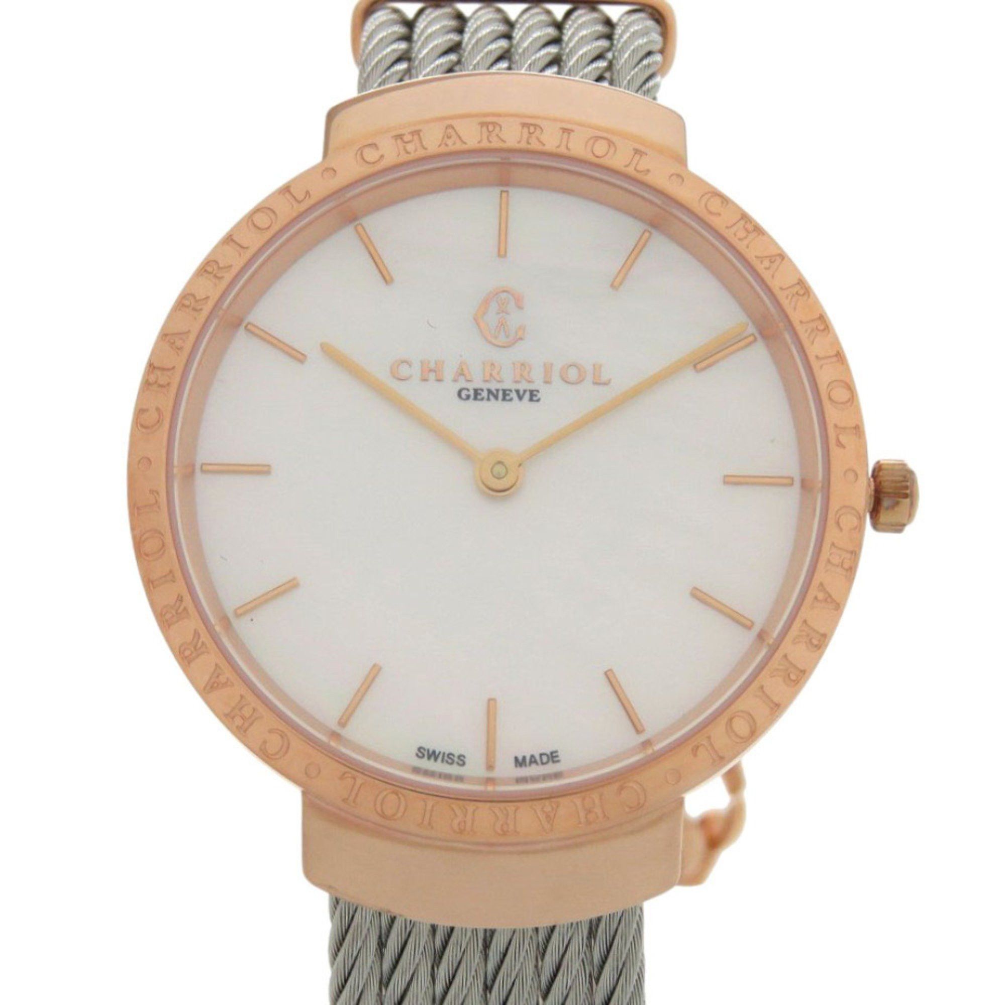 Other Unused Charriol Saint-Tropez Stainless Steel White Shell with Dial and Pink Gold Quartz Wristwatch 0595 CHARRIOL Size ONE SIZE - 1 Thumbnail
