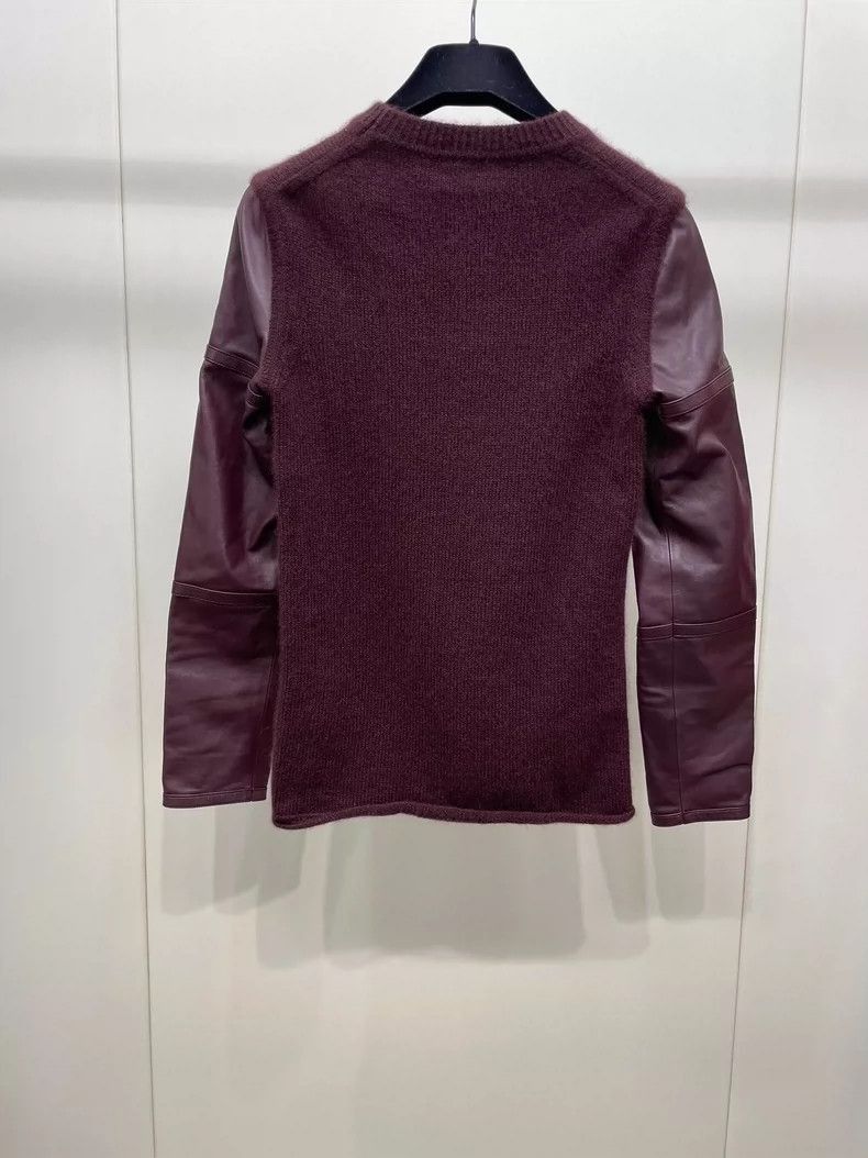 Hermes Hermes Wool Cashmere Sweater with Leather Sleeves-2506 Size XS / US 0-2 / IT 36-38 - 2 Thumbnail