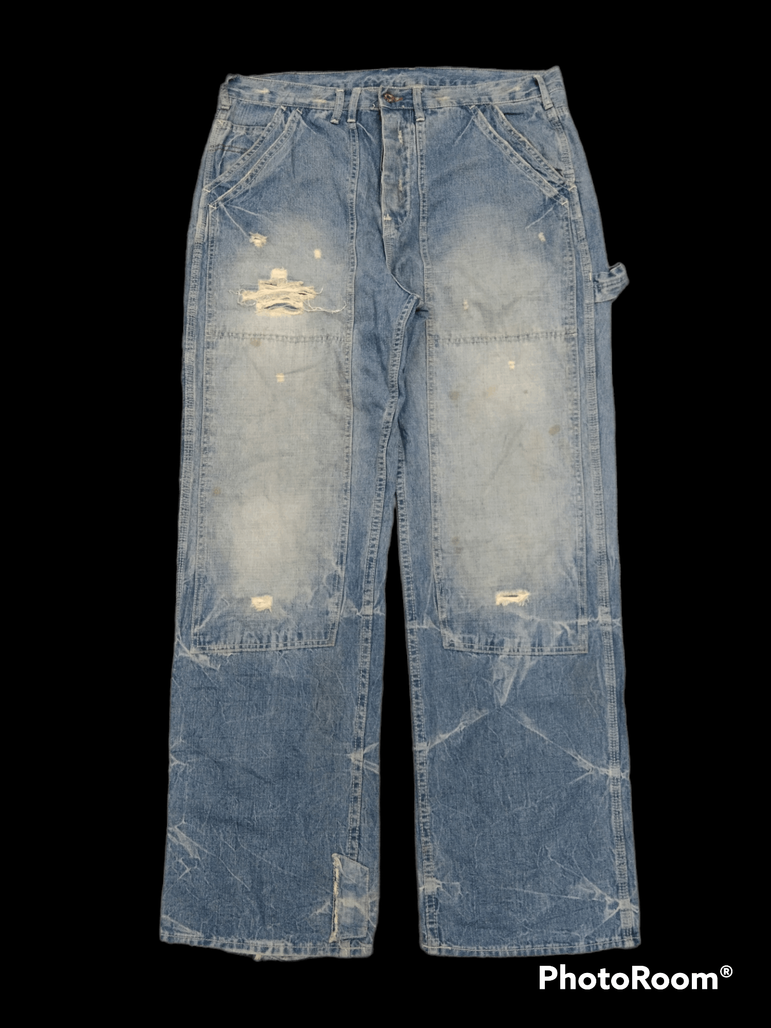 Japanese Brand SiCK DOUBLE KNEE A.N.B.A.L DENIM PANTS Size US 36 / EU 52 - 1 Thumbnail