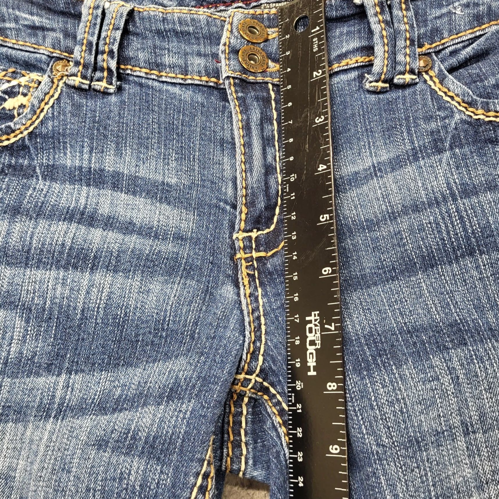 Denime Ariya Jeans Womens Capris Denim Blue 9/10 Stretch Distressed Whiskers 30x20 Jeans Jeans Capris Women Sleeve? Size 30" / US 8 / IT 44 - 4 Thumbnail