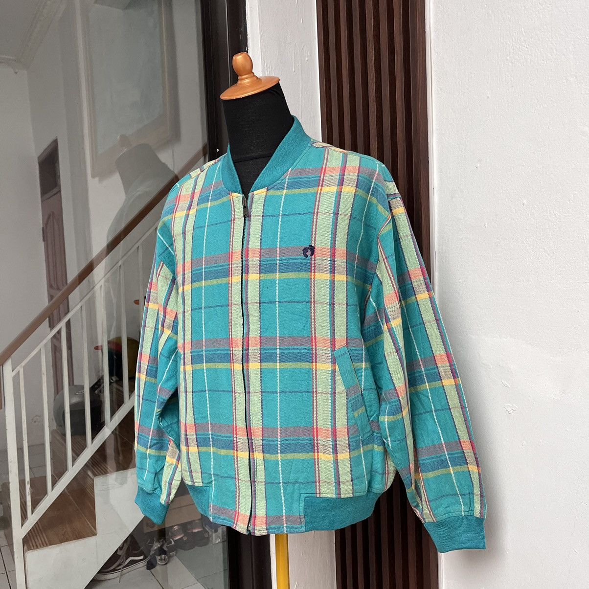Hang Ten × Vintage Vintage 80s Hang Ten Monkey Jacket Plaid Tartan Size US L / EU 52-54 / 3 - 2 Thumbnail