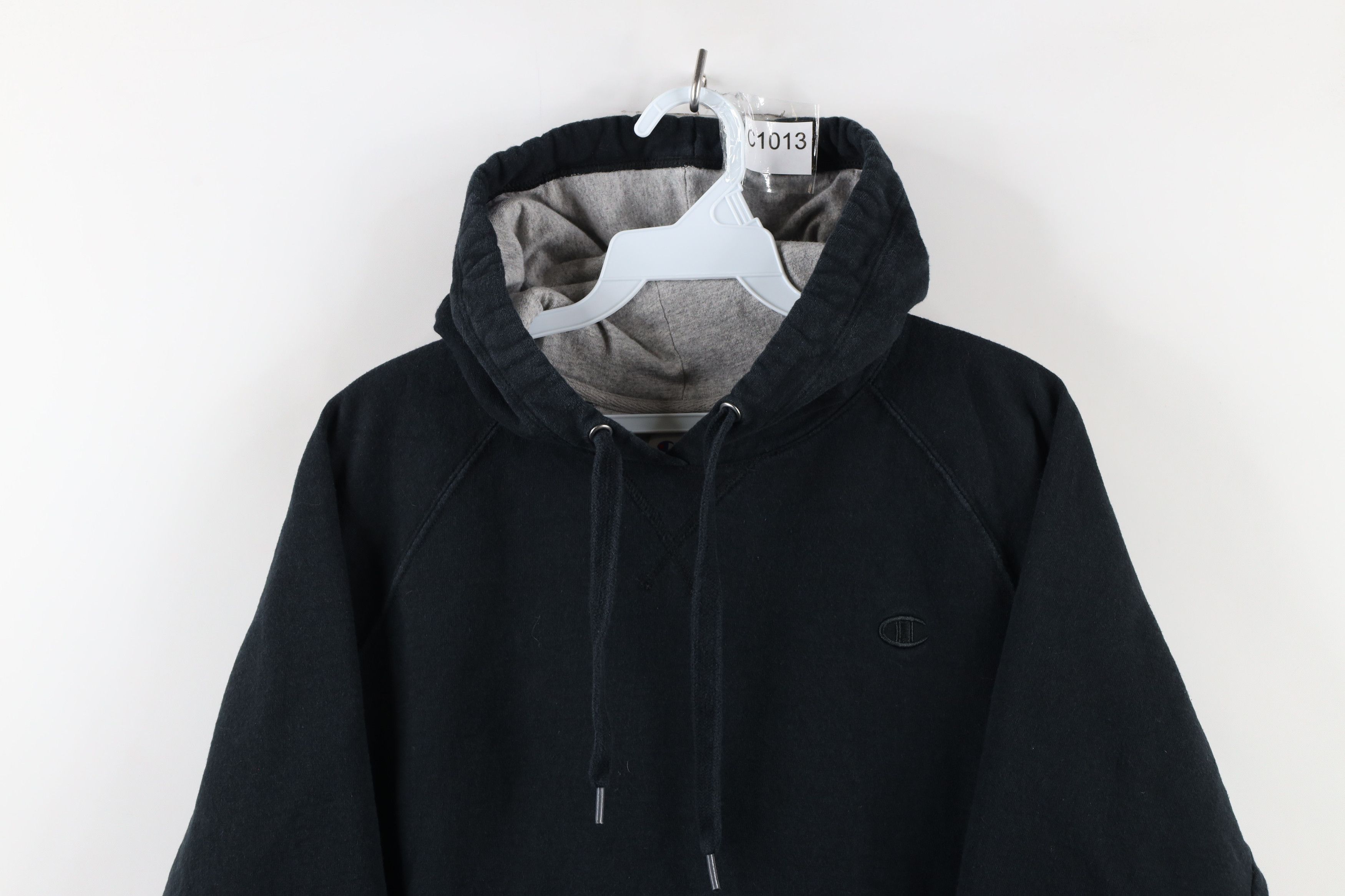 Champion × Vintage Vintage Champion Faded Classic Logo Hoodie Sweatshirt Black Size L / US 10 / IT 46 - 2 Thumbnail