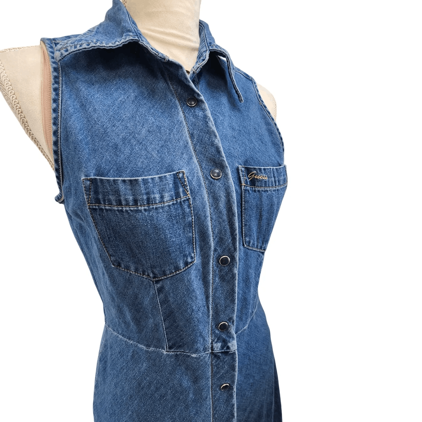 Guess Guess. Y2K Sleeveless Maxi Denim Dress. Size: Medium Size M / US 6-8 / IT 42-44 - 2 Thumbnail