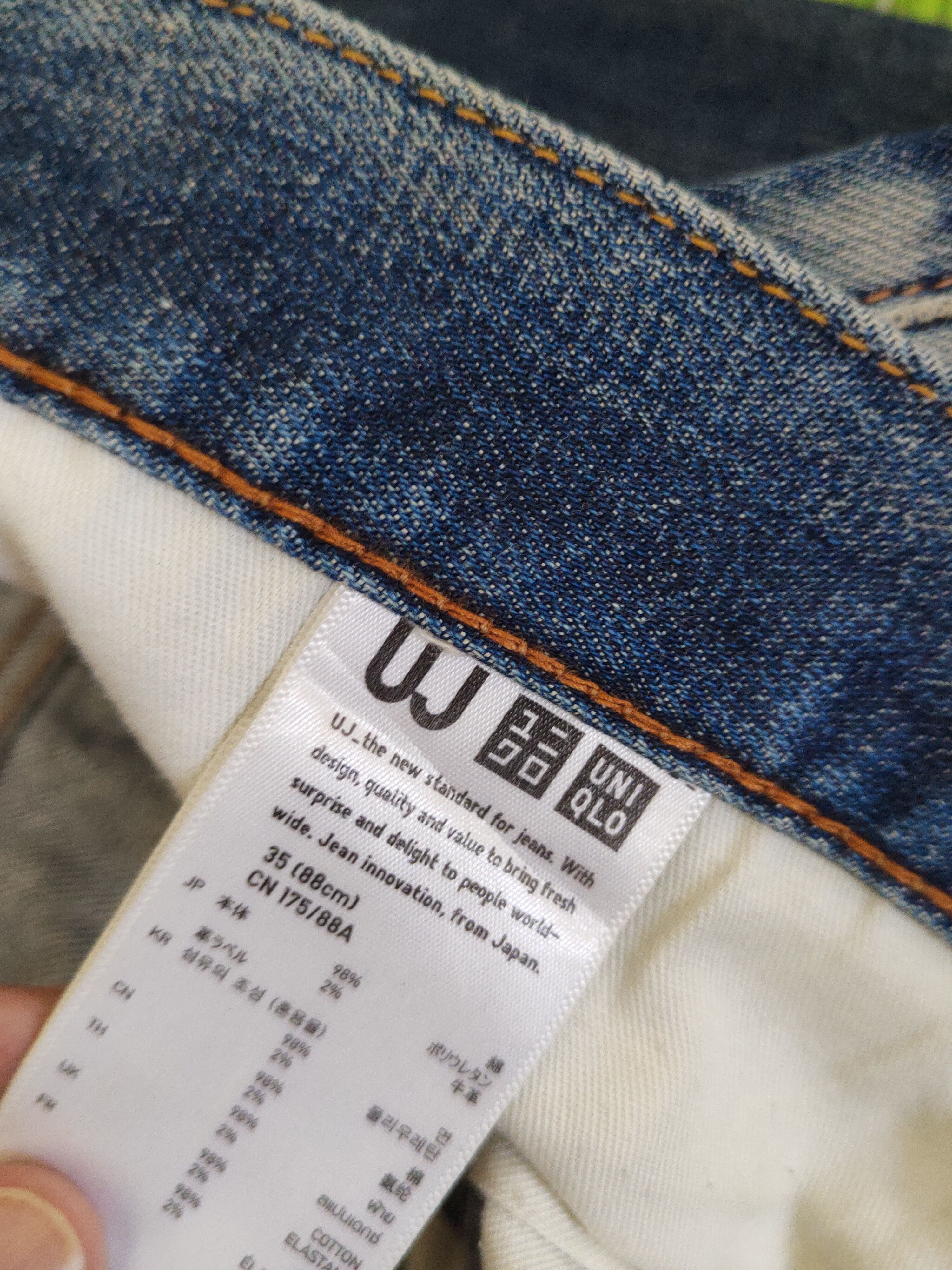 Japanese Brand Uniqlo Dark Blue Distressed ripped faded Denim #S1546 Size US 35 - 14 Thumbnail