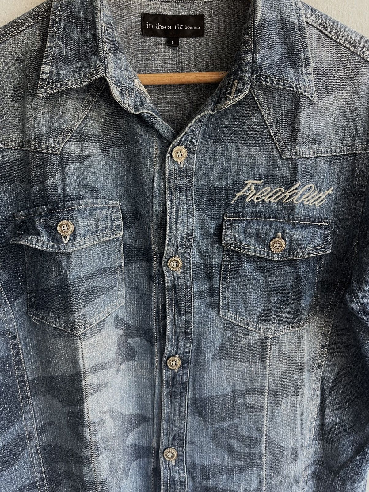 Hysteric Glamour × In The Attic × Japanese Brand Punk🔥In the Attic Homme Camouflage Denim Button up Shirt Size US M / EU 48-50 / 2 - 11 Thumbnail