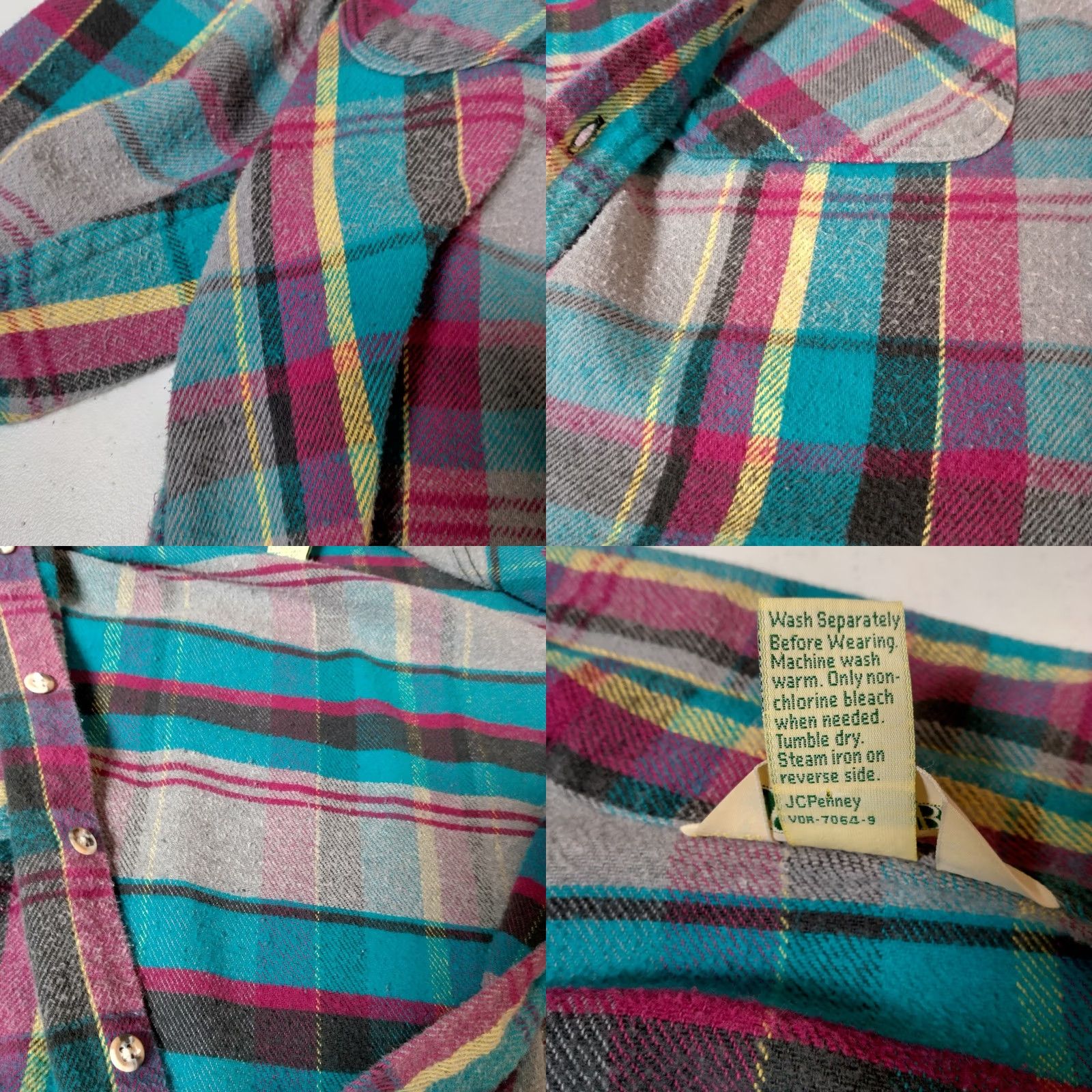 Vintage VINTAGE St John's Bay Flannel Shirt Men LT Large Tall Blue Purple Yellow USA Made Shirt Size US L / EU 52-54 / 3 - 9 Thumbnail