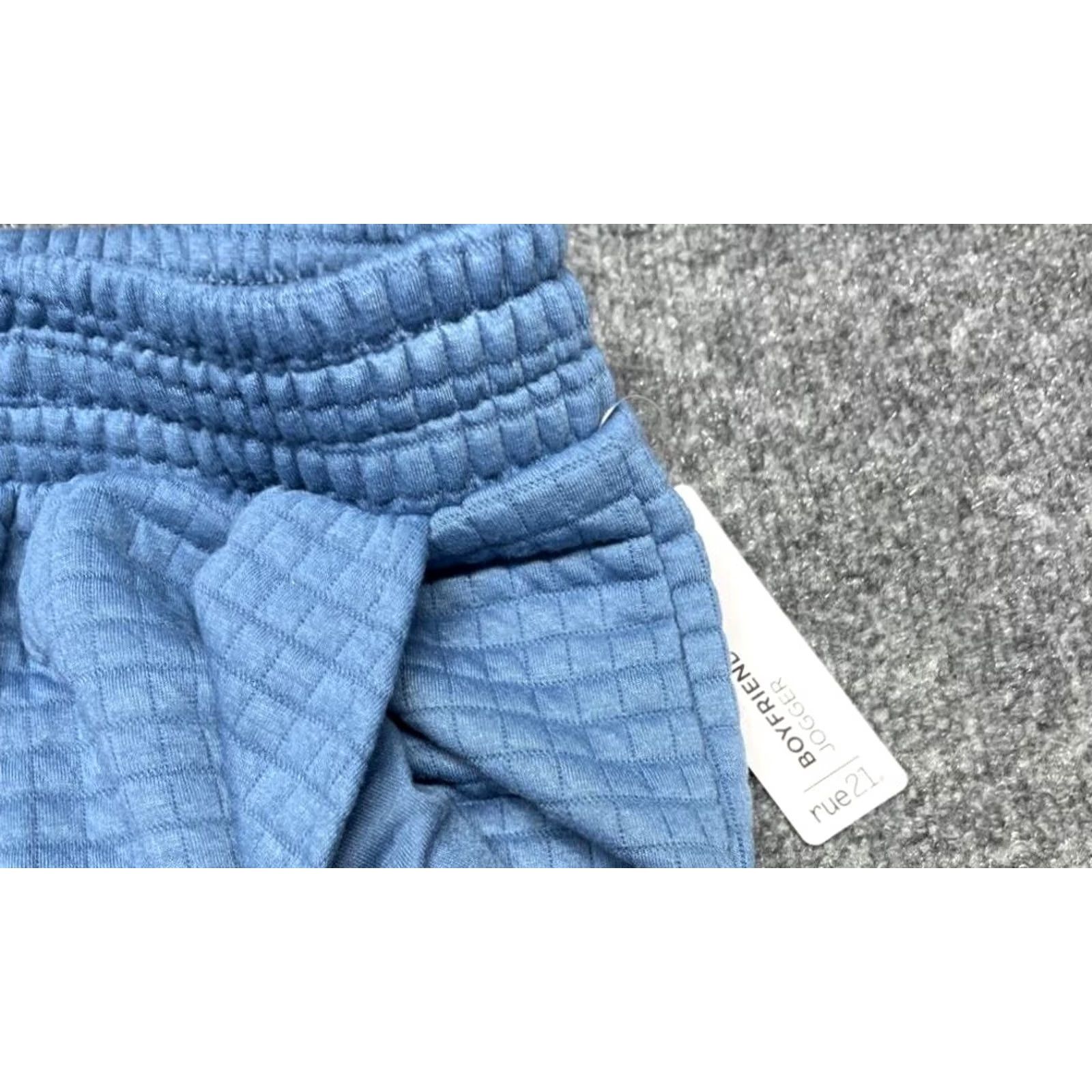 Vintage Rue21 Boyfriend Jogger Pants Womens S Blue Pockets Elastic Waist Quilted New Size 26" / US 2 / IT 38 - 2 Thumbnail