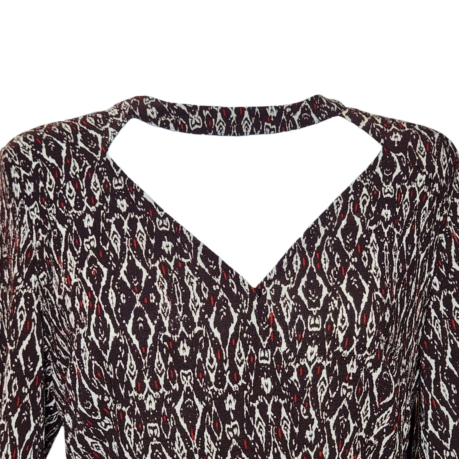 Other Coco + Carmen Brown Pattern Faux Wrap Dress - Size S/M Size S / US 4 / IT 40 - 8 Thumbnail