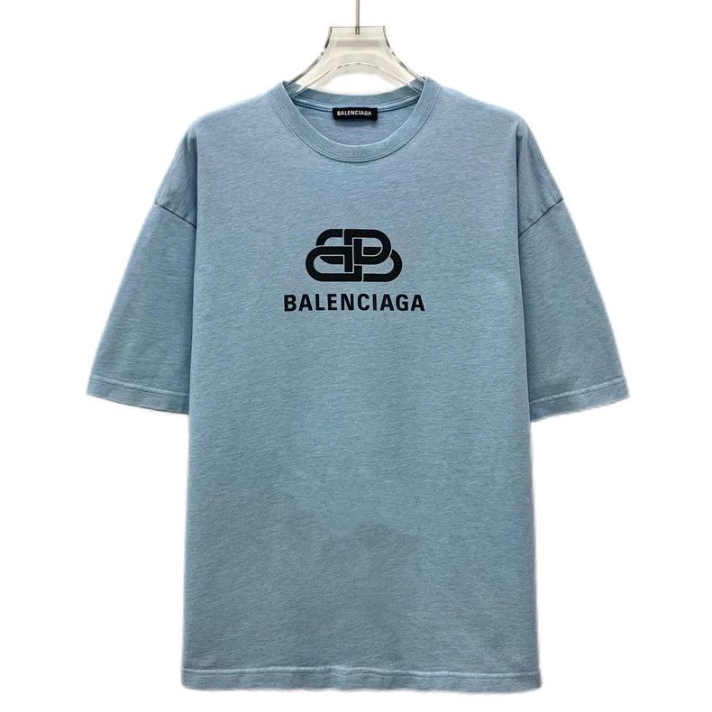 Balenciaga Balenciaga Blue logo monogrammed cotton crewneck T-shirt Size US L / EU 52-54 / 3 - 1 Thumbnail