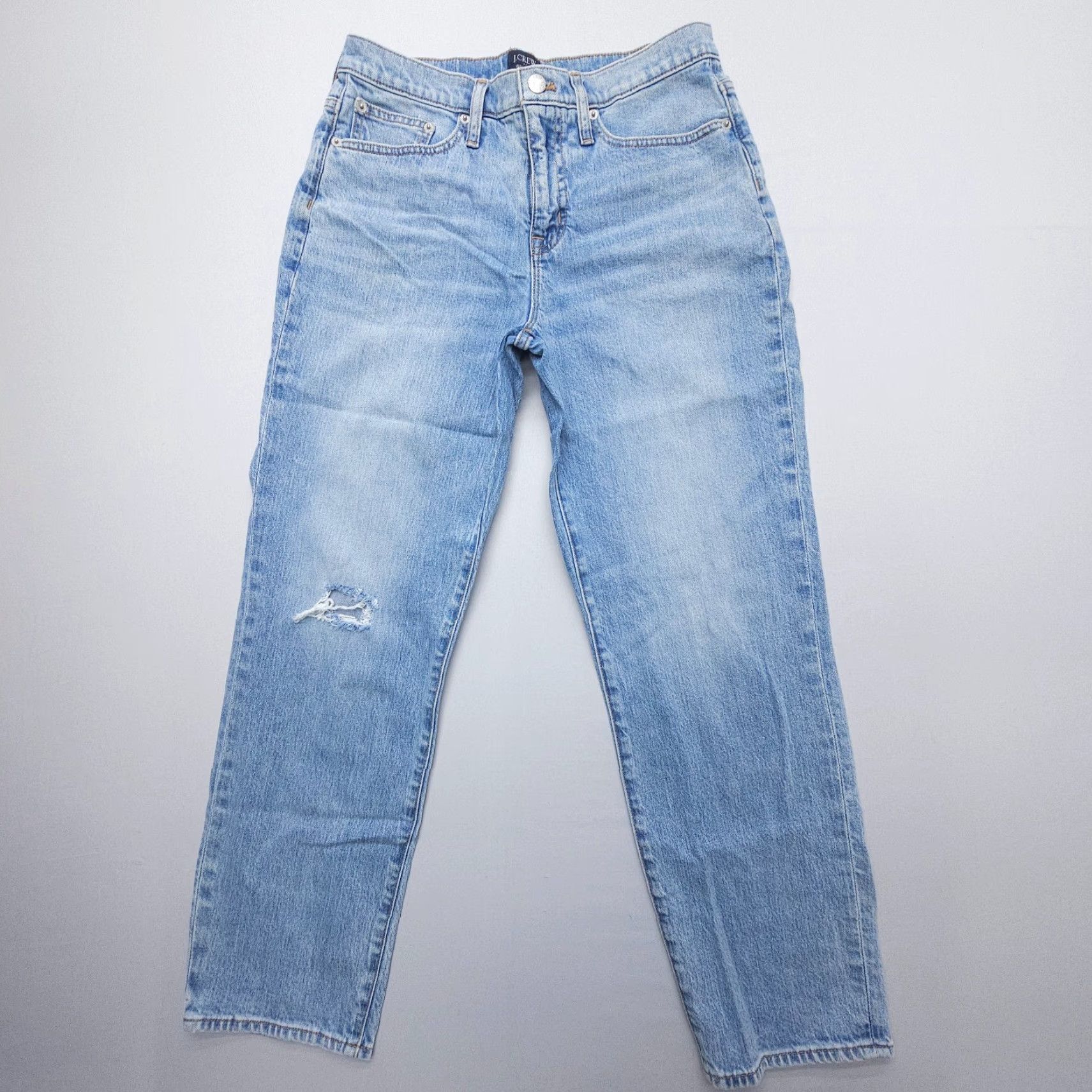 J.Crew VINTAGE J. Crew Relaxed Boyfriend Jeans Size 26 Blue Denim Light Distressed City Womens Jeans 1990s 2000s Size 26" / US 2 / IT 38 - 2 Thumbnail