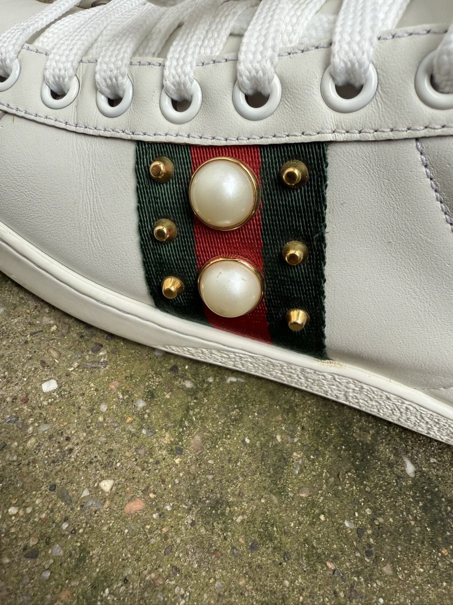 Gucci ✨Gucci✨(431887) Leather Ace Pearl Spiked Low Top Sneakers Size US 6 / IT 36 - 5 Thumbnail